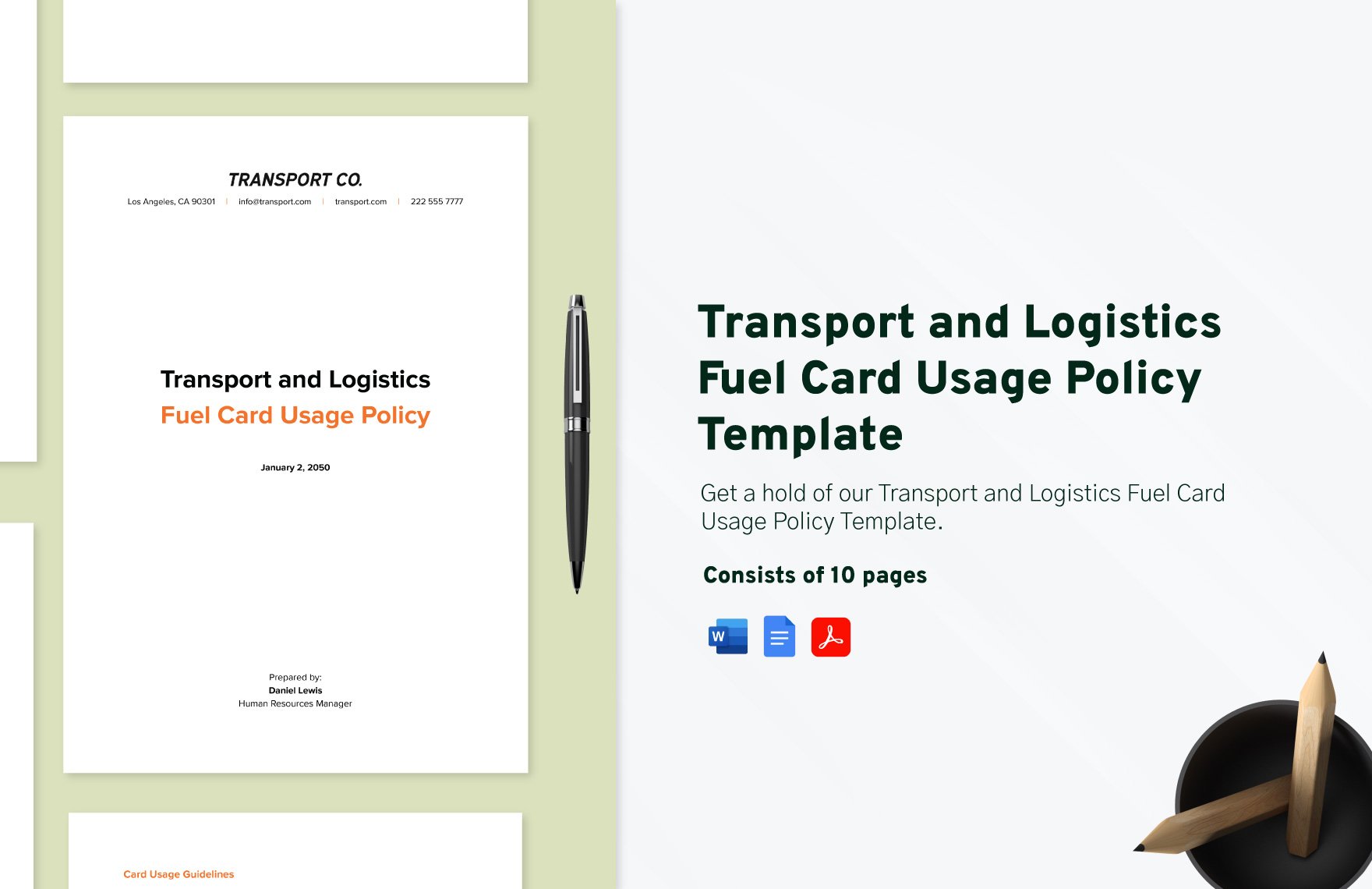 Transport and Logistics Fuel Card Usage Policy Template in Word, Google Docs, PDF
