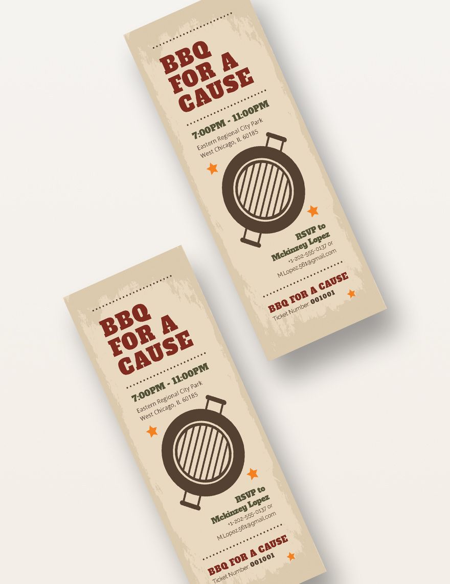 BBQ Fundraiser Ticket Template Download In Word Illustrator PSD 