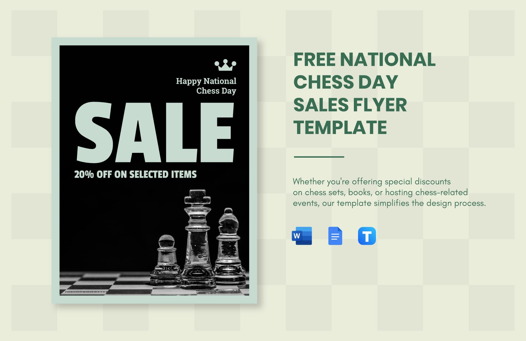 National Chess Day Sales Flyer Template in Word, Google Docs