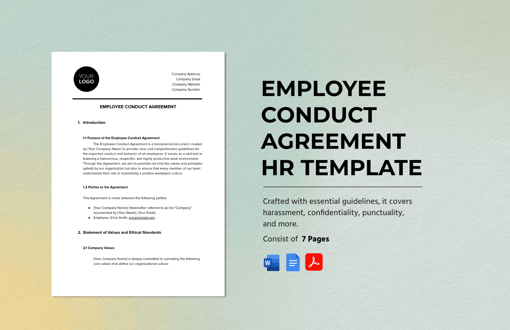 Employee Conduct Agreement HR Template
