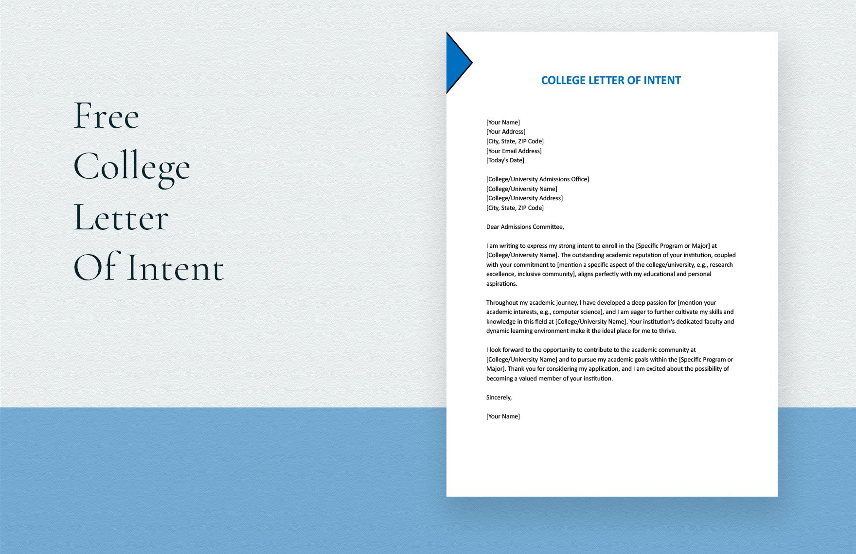 College Letter Of Intent in Word, Google Docs