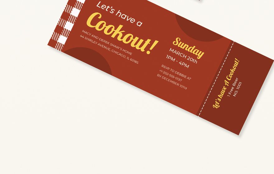 BBQ Party Cookout Ticket