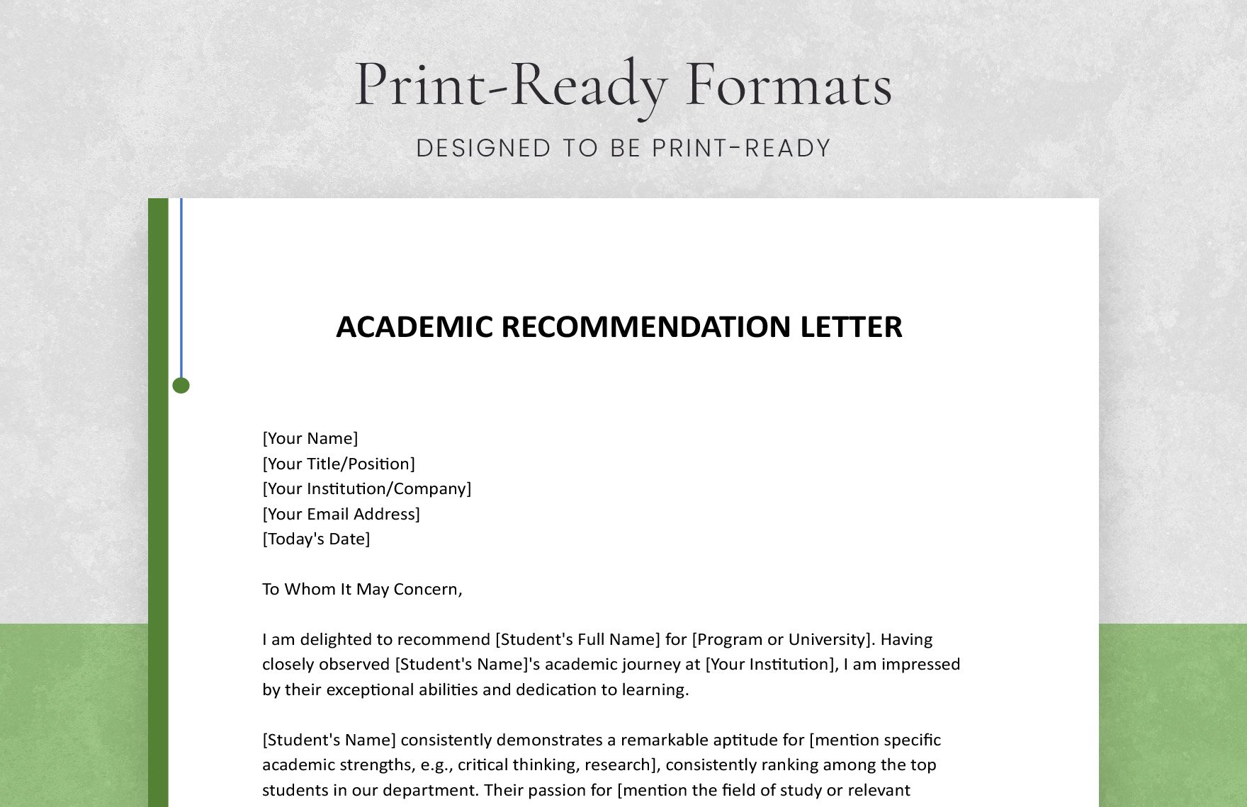 Academic Recommendation Letter