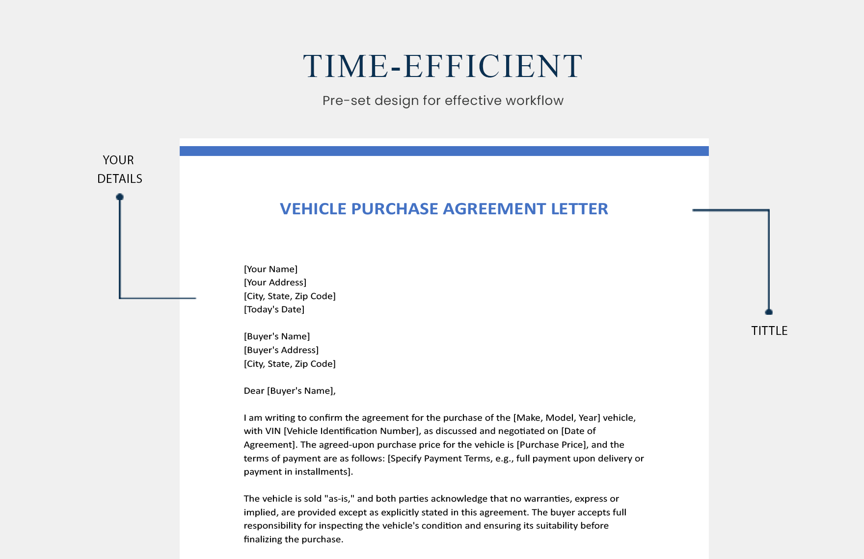 Vehicle Purchase Agreement Letter