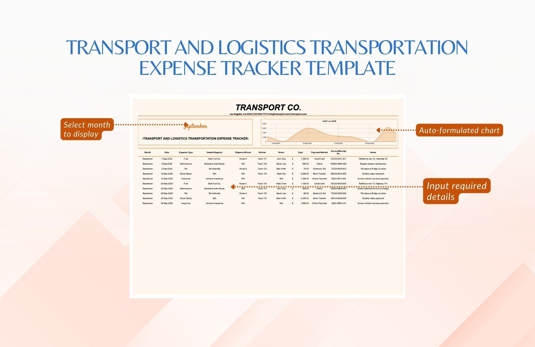 Transport and Logistics Transportation Expense Tracker Template