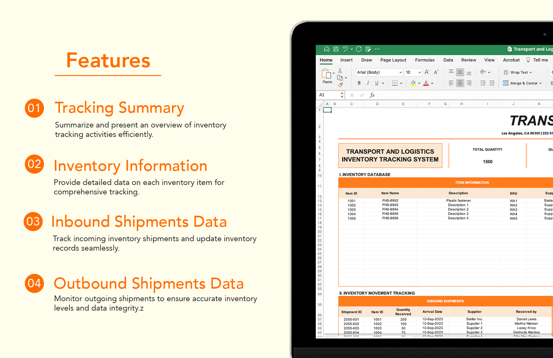 Transport and Logistics Inventory Tracking System Template