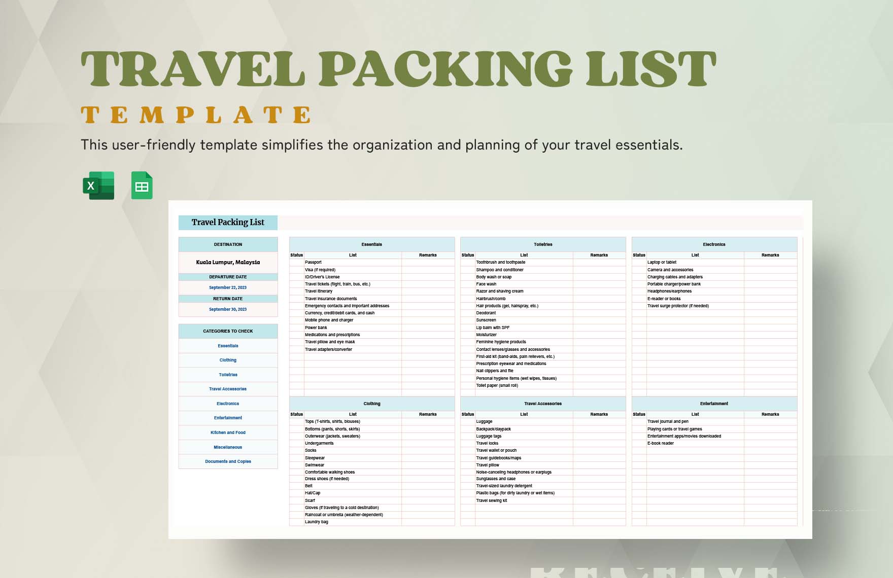 Travel Packing List Template