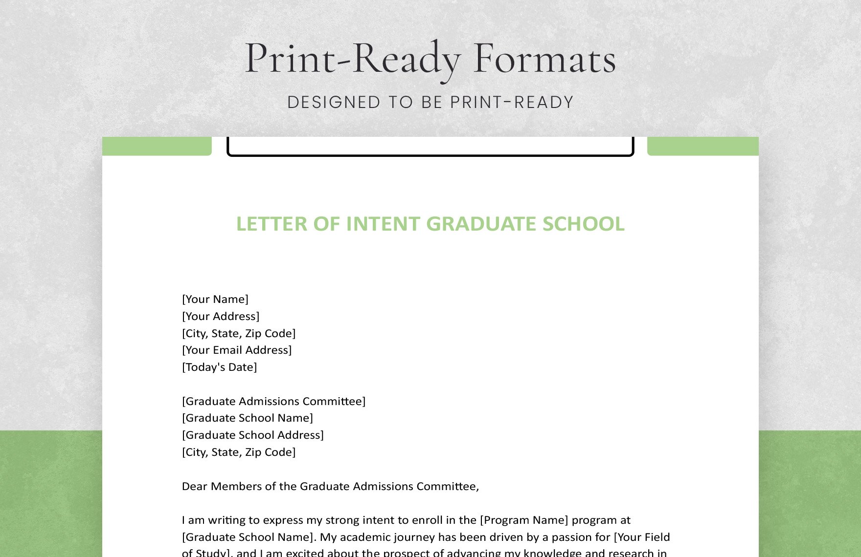 Letter of Intent Graduate School