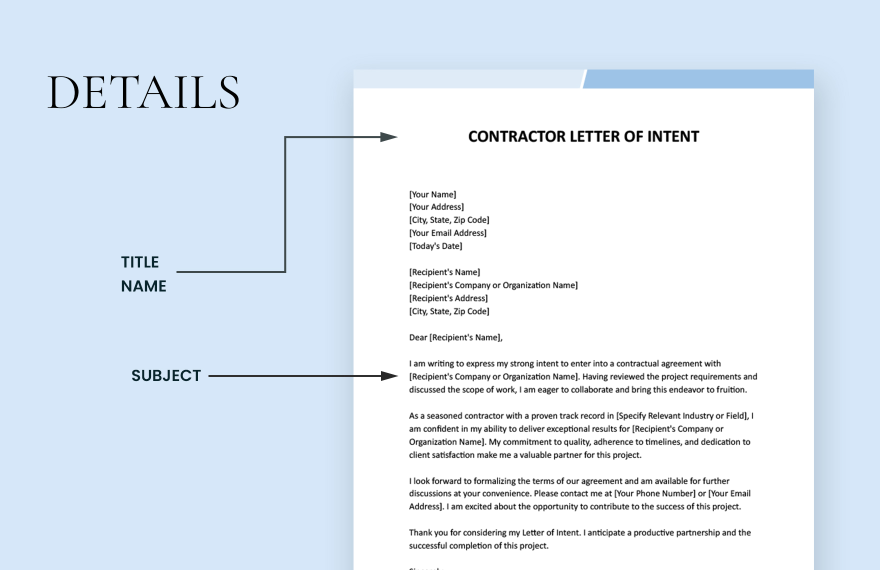 Contractor Letter of Intent