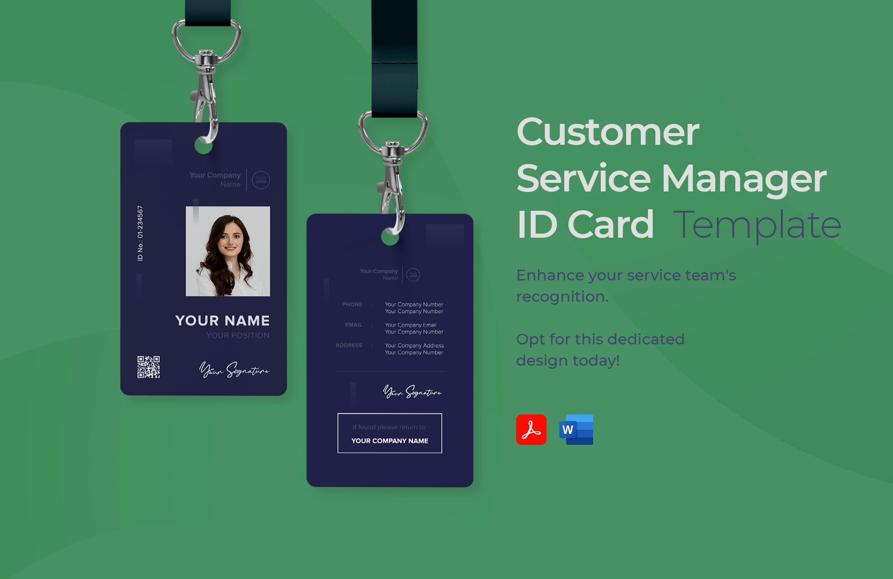 Customer Service Manager ID Card Template in Word, PDF