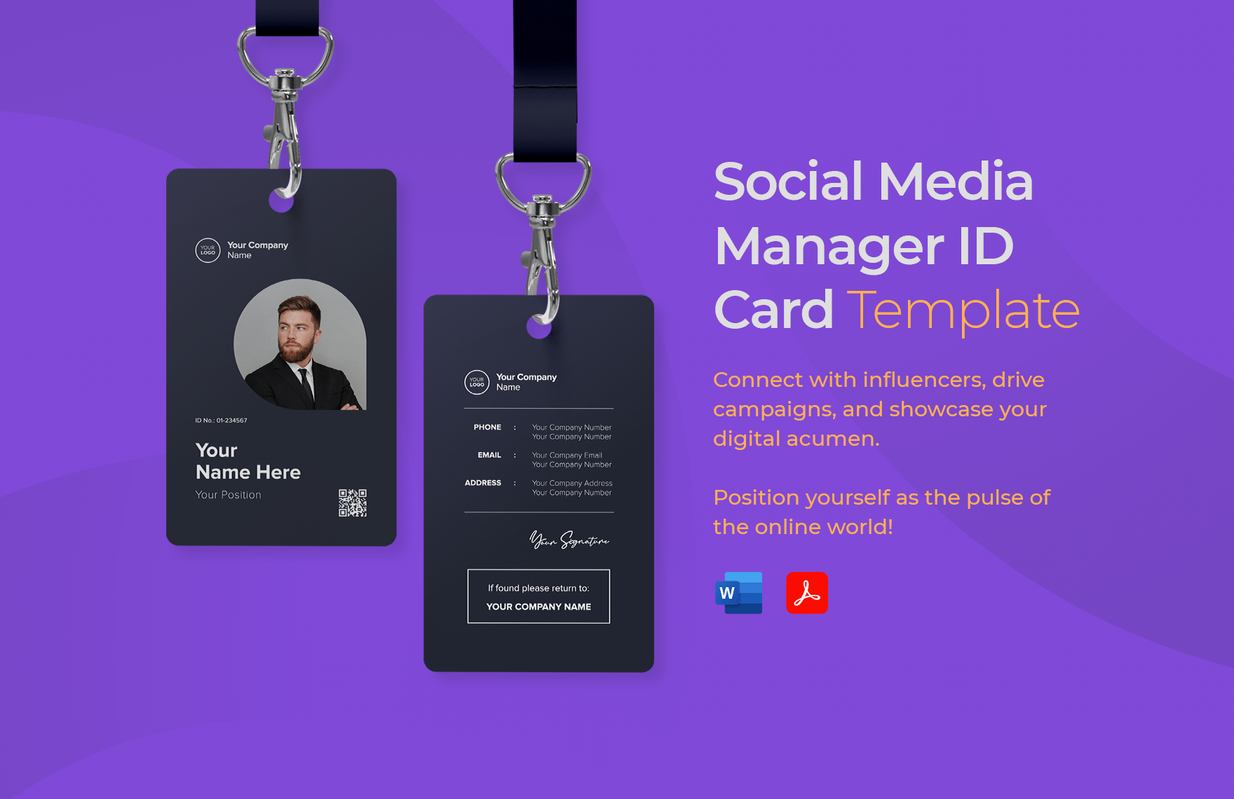 Social Media Manager ID Card Template in Word, PDF