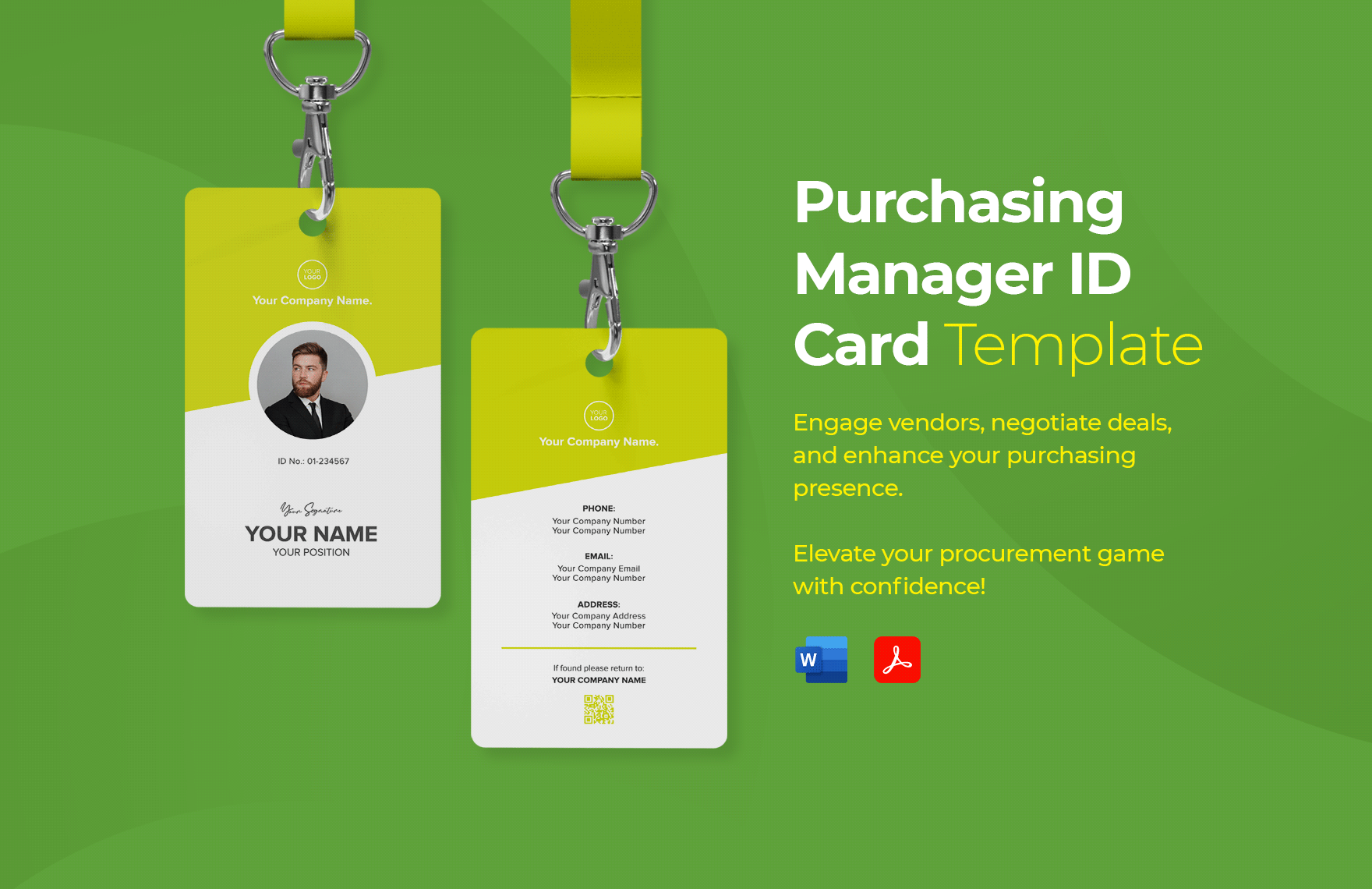 Purchasing Manager ID Card Template in Word, PDF
