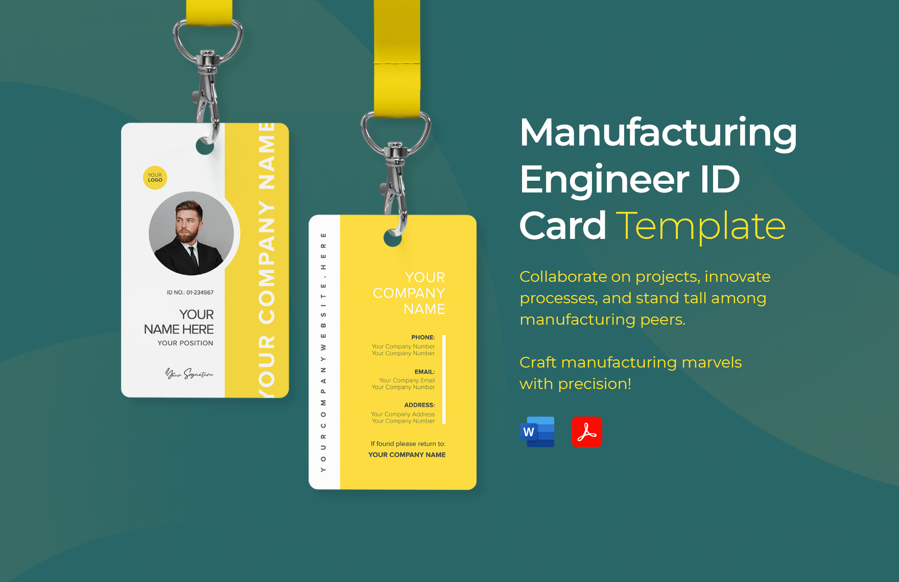 Manufacturing Engineer ID Card Template in Word, PDF