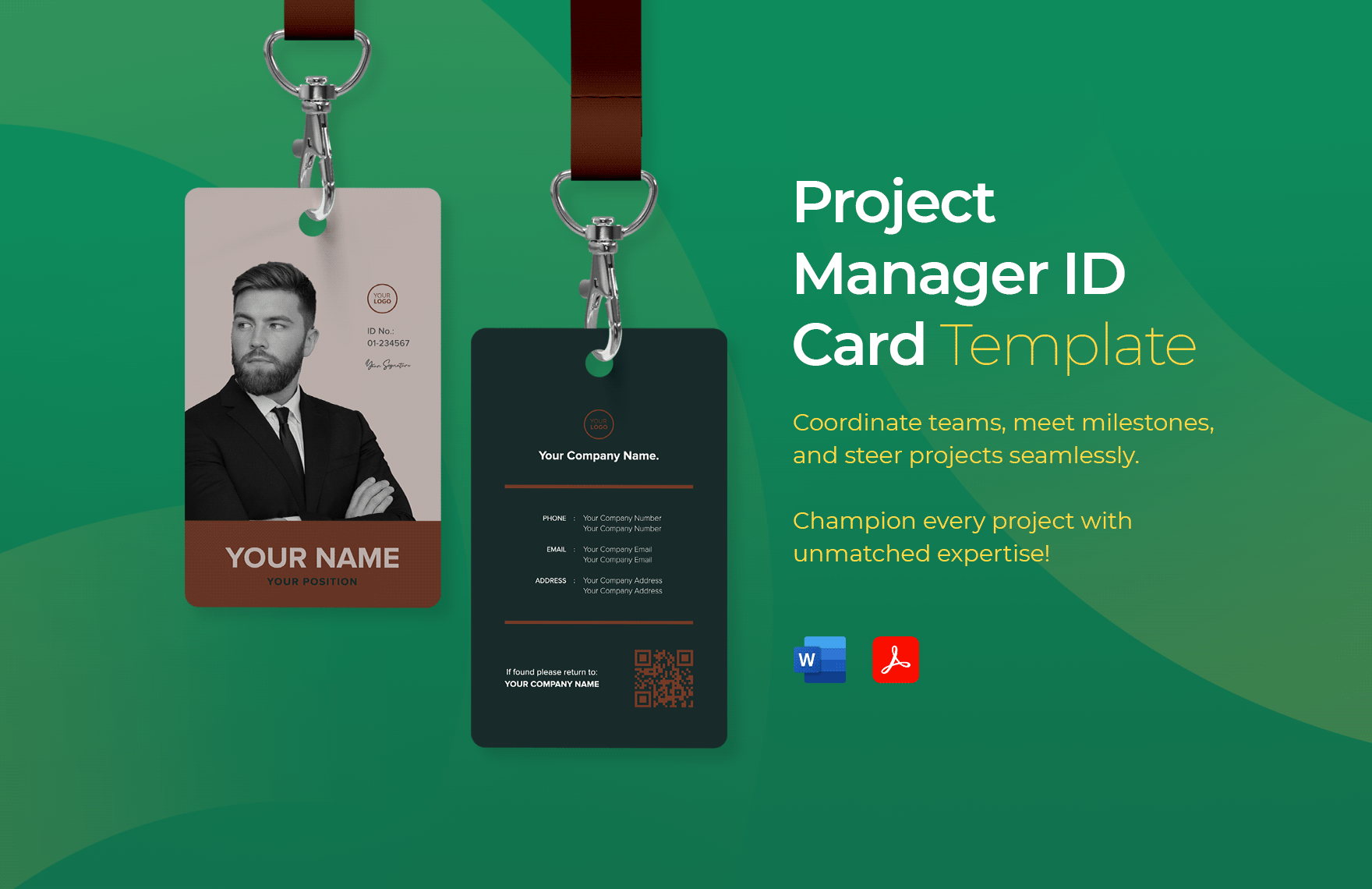 Project Manager ID Card Template in Word, PDF