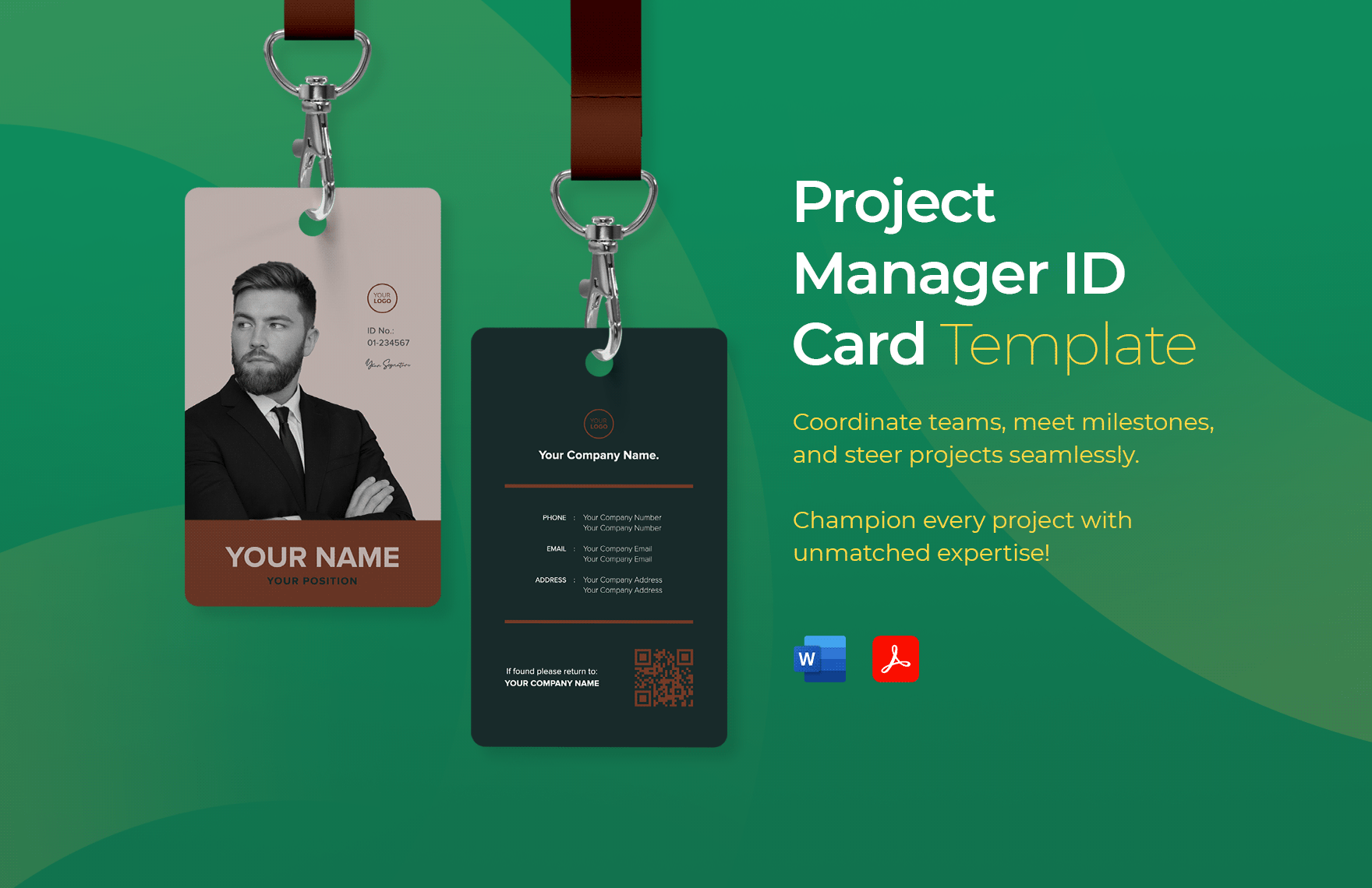 Project Manager ID Card Template in Word, PDF - Download | Template.net