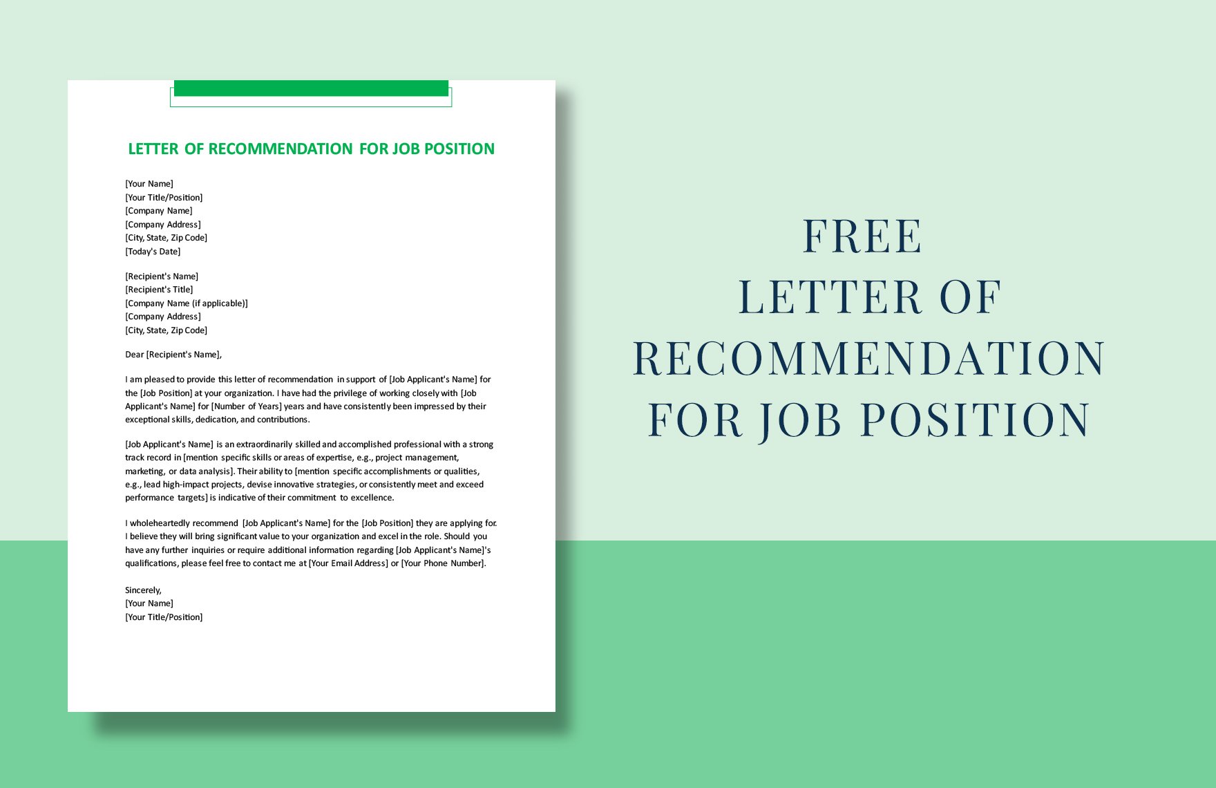 Letter Of Recommendation For Job Position