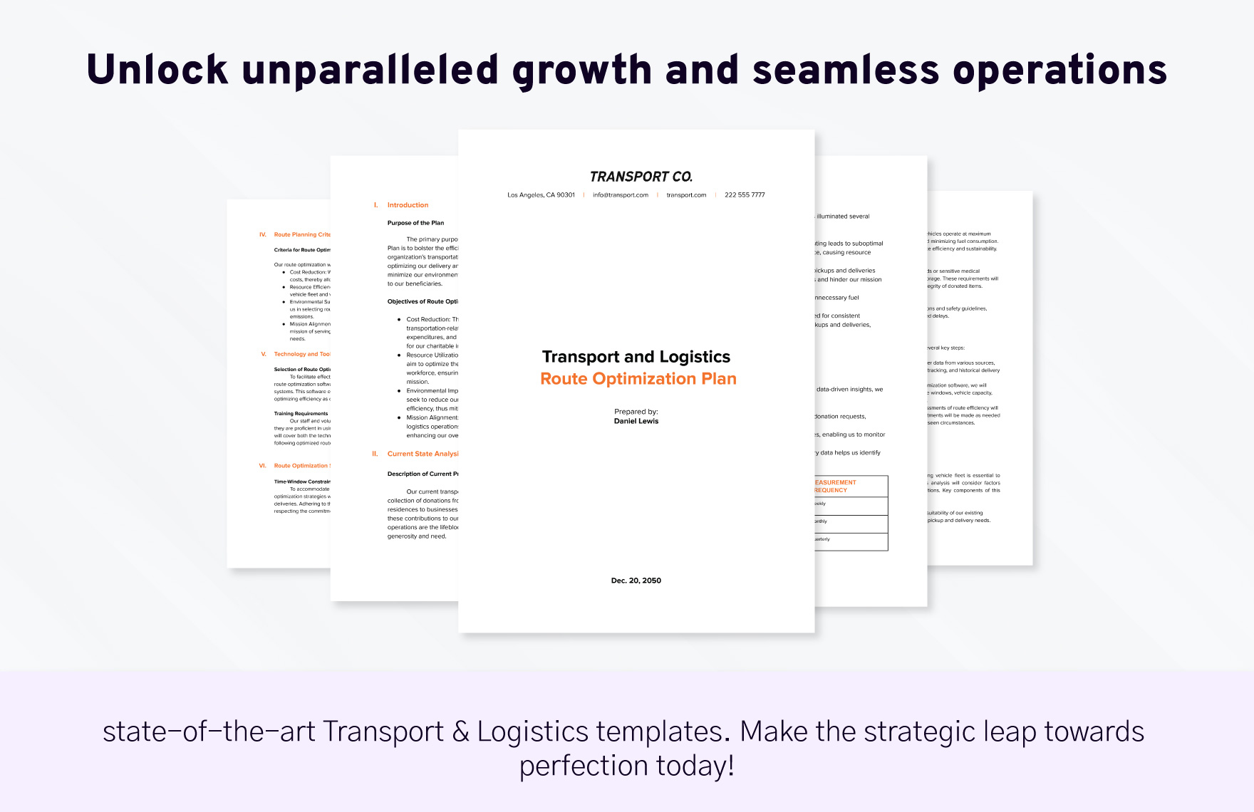 Transport and Logistics Route Optimization Plan Template