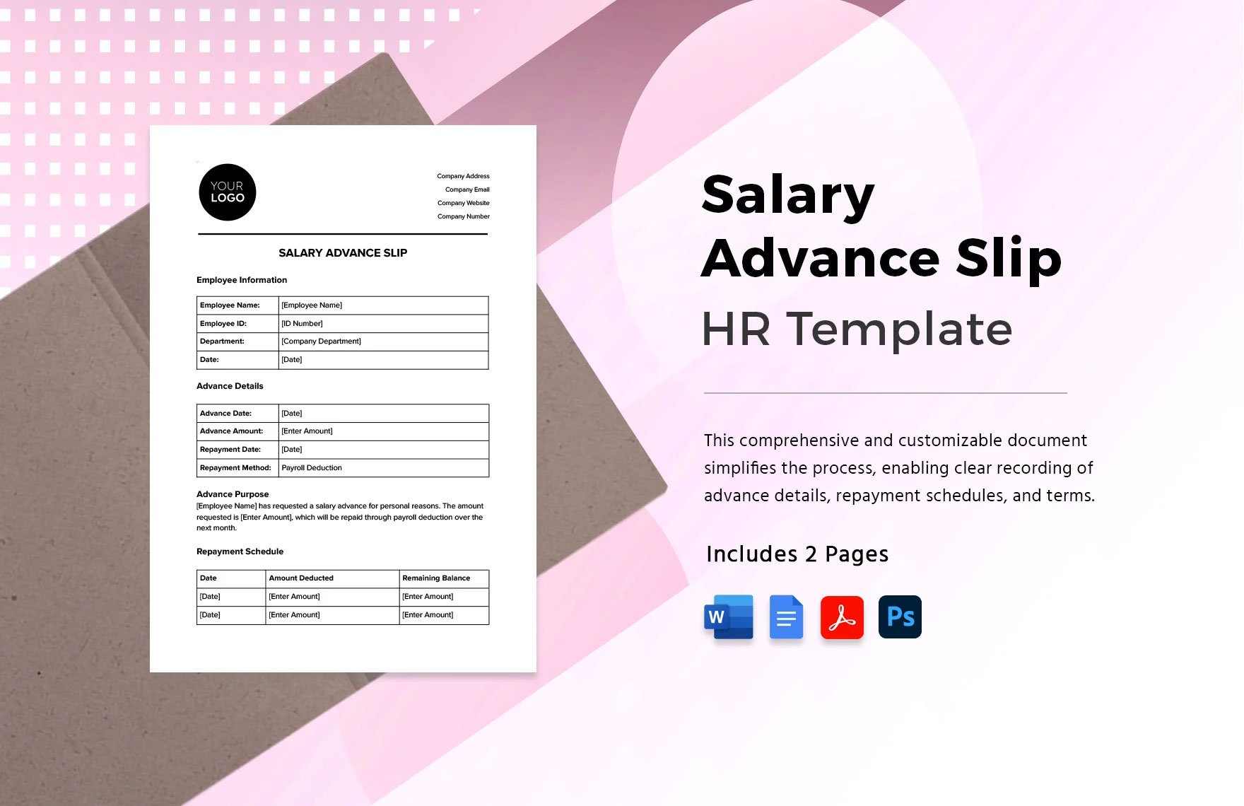 Salary Advance Slip HR Template
