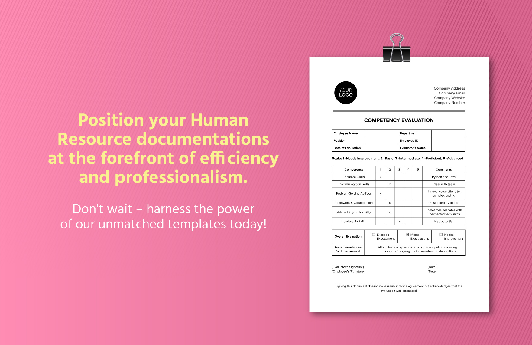 Competency Evaluation HR Template
