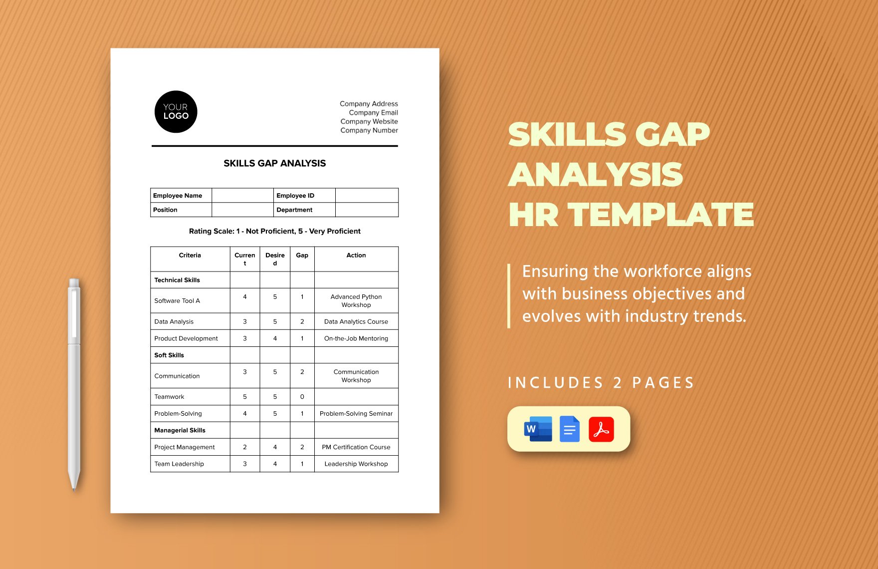 Skills Gap Analysis HR Template in Word, Google Docs, PDF