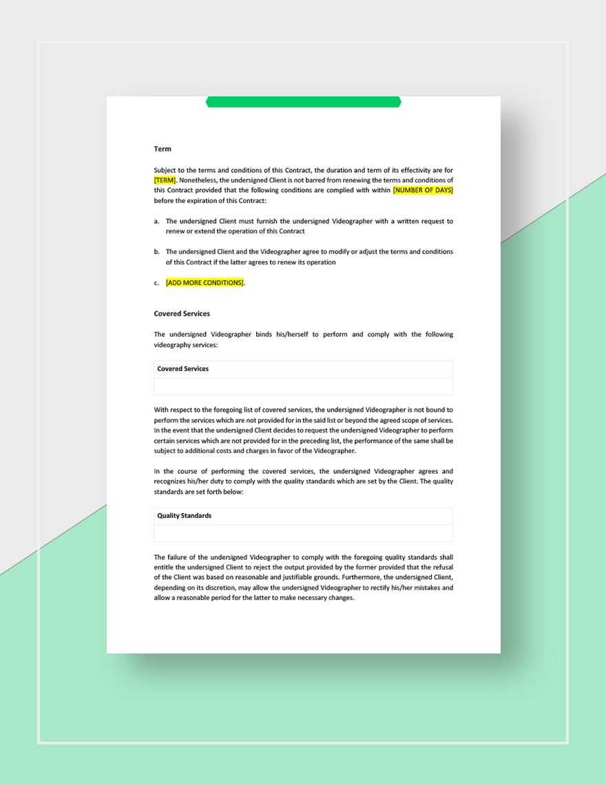 Freelance Video Contract Template