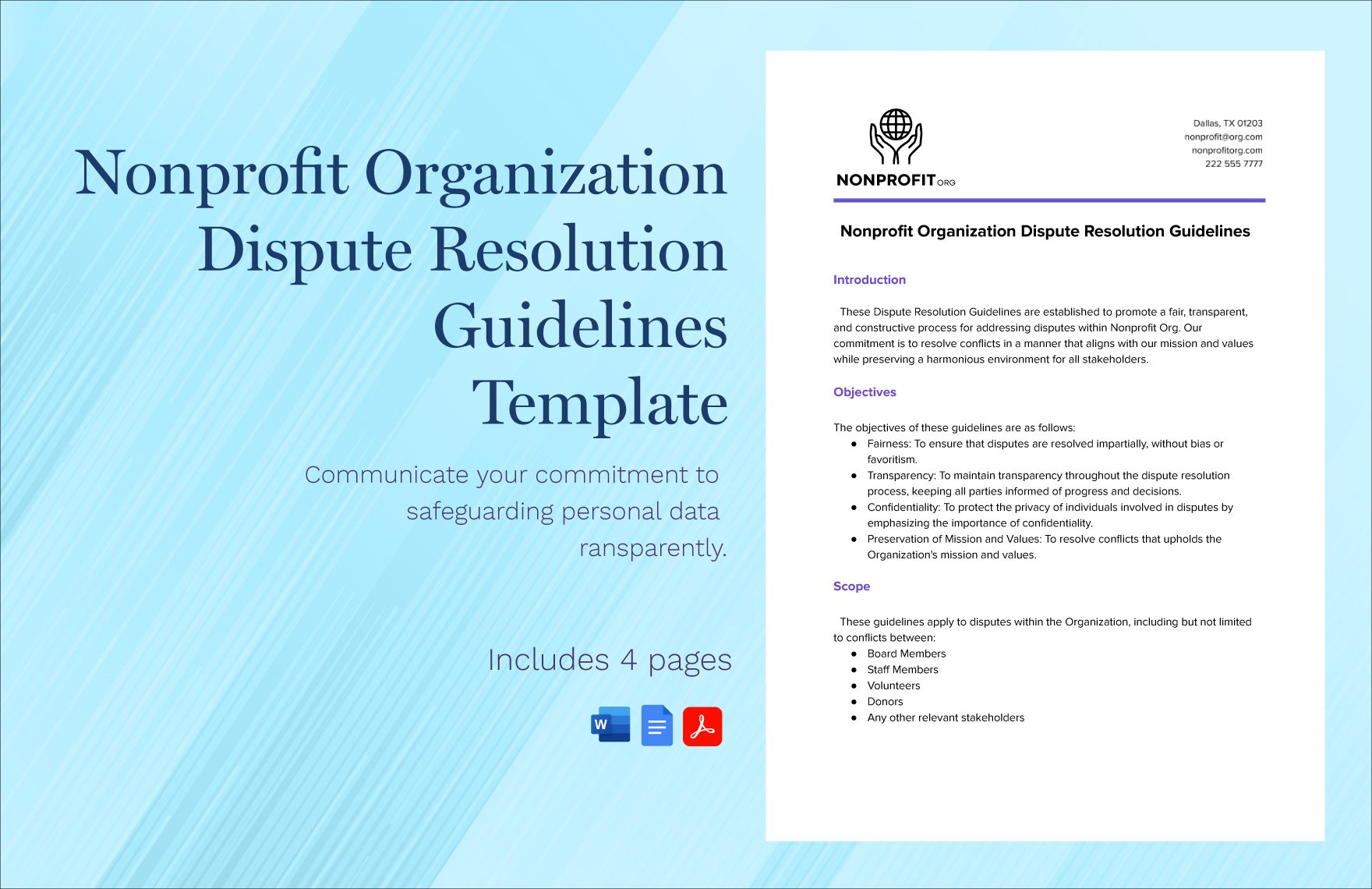 Nonprofit Organization Dispute Resolution Guidelines Template