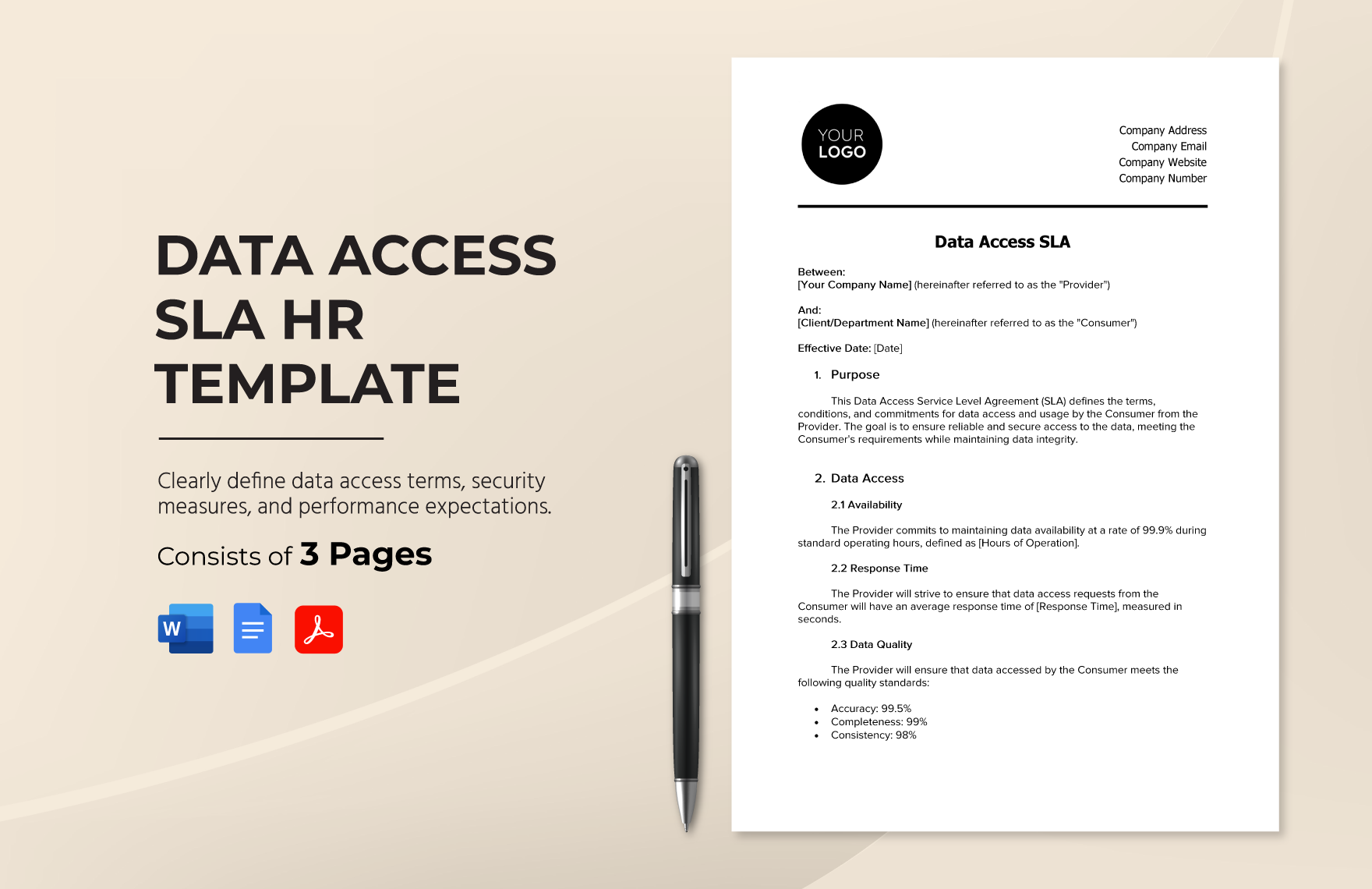Data Access SLA HR Template