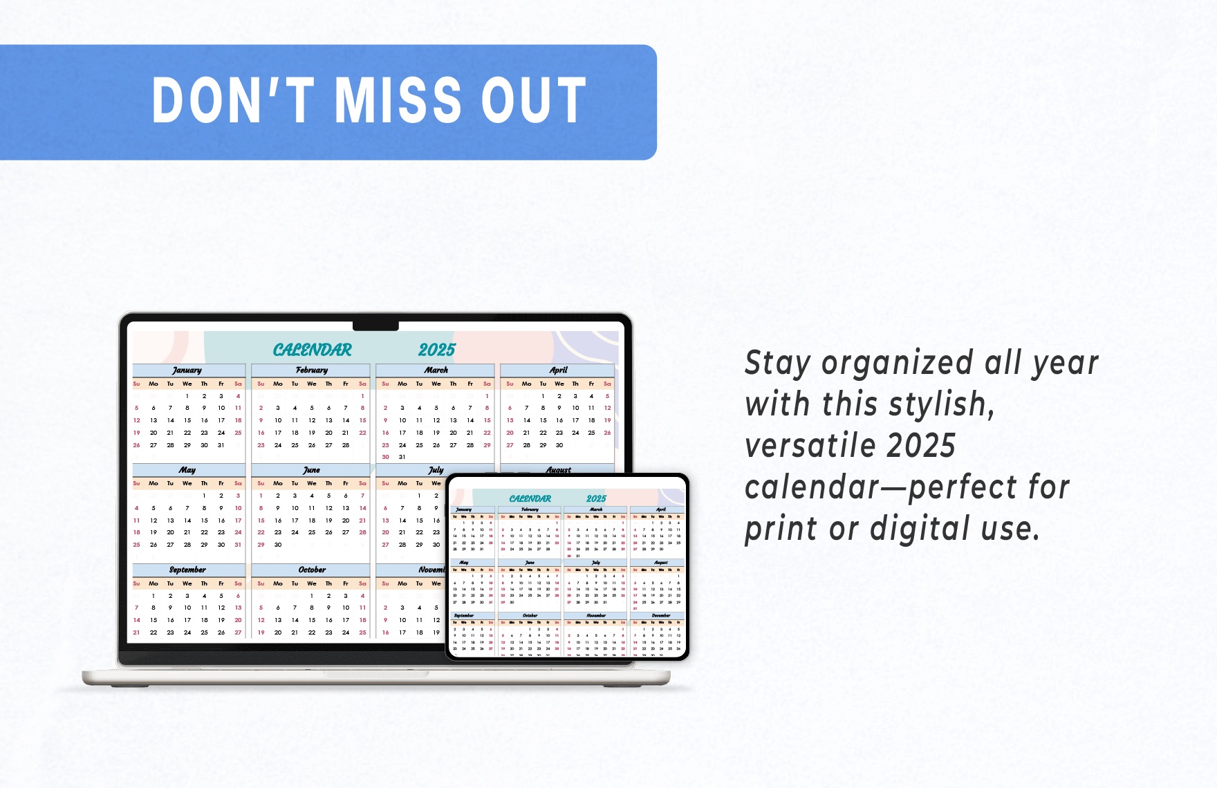 Aesthetic Calendar 2025 Template
