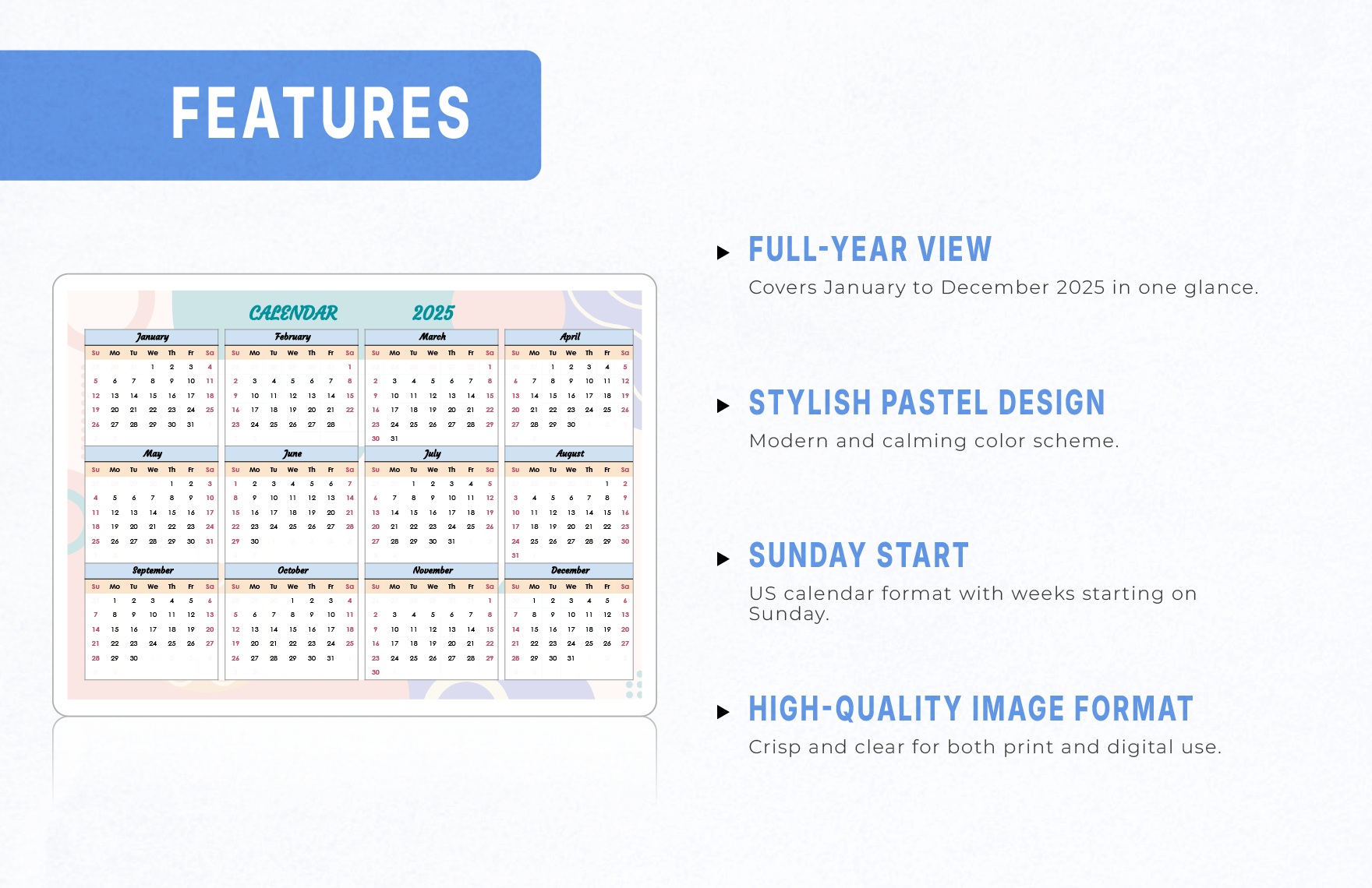 Aesthetic Calendar 2025 Template