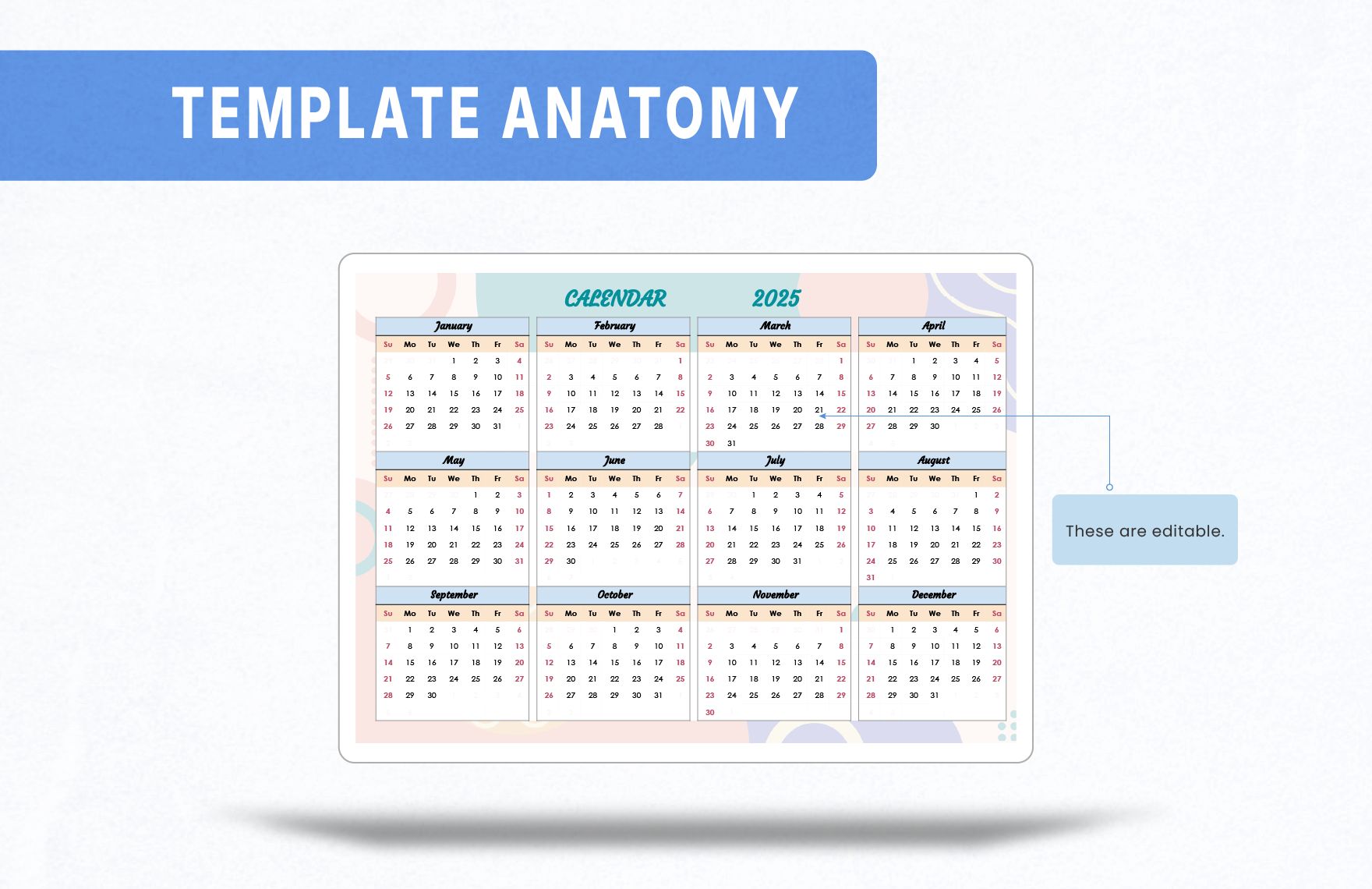 Aesthetic Calendar 2025 Template