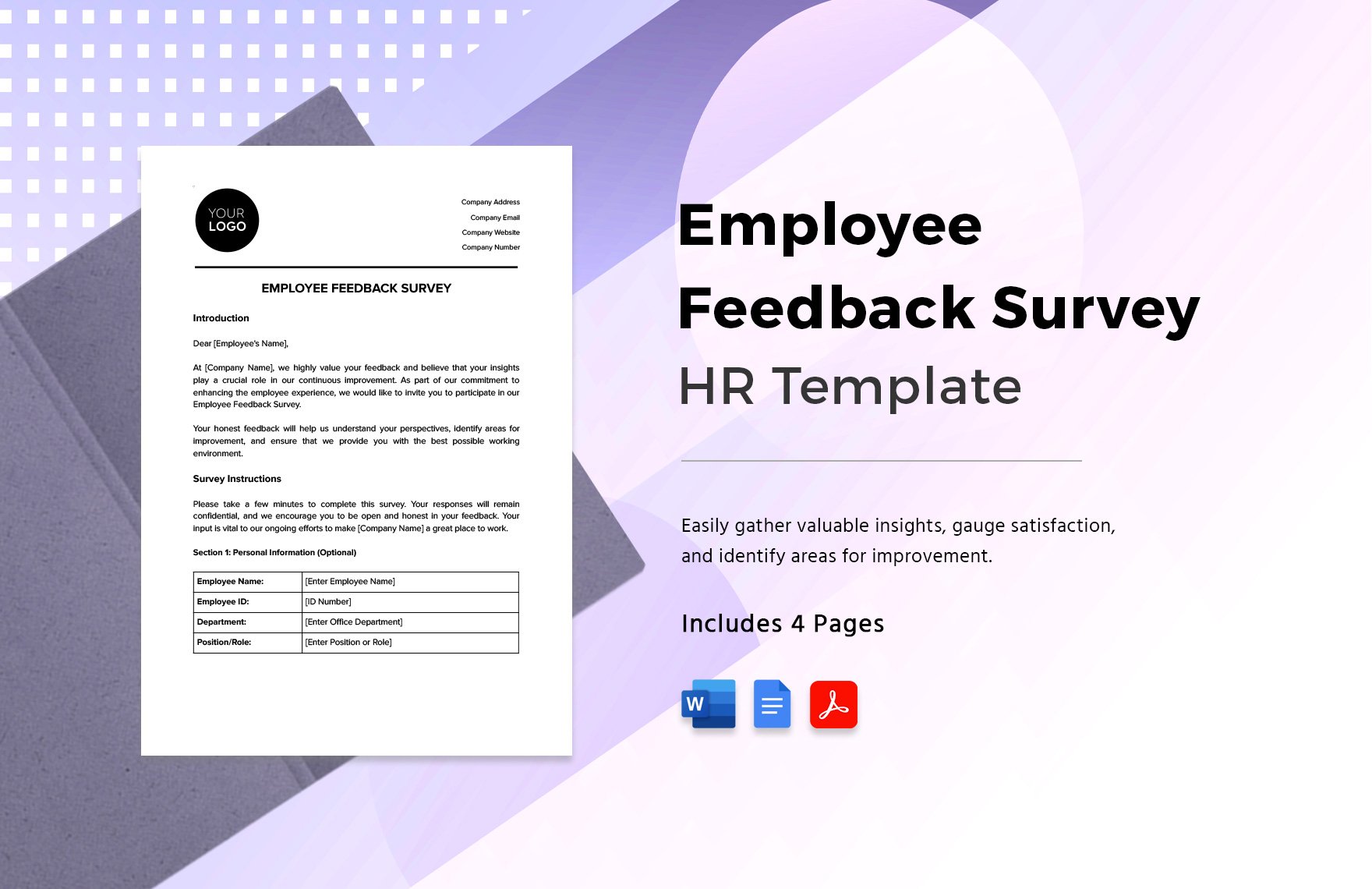 Employee Feedback Survey HR Template