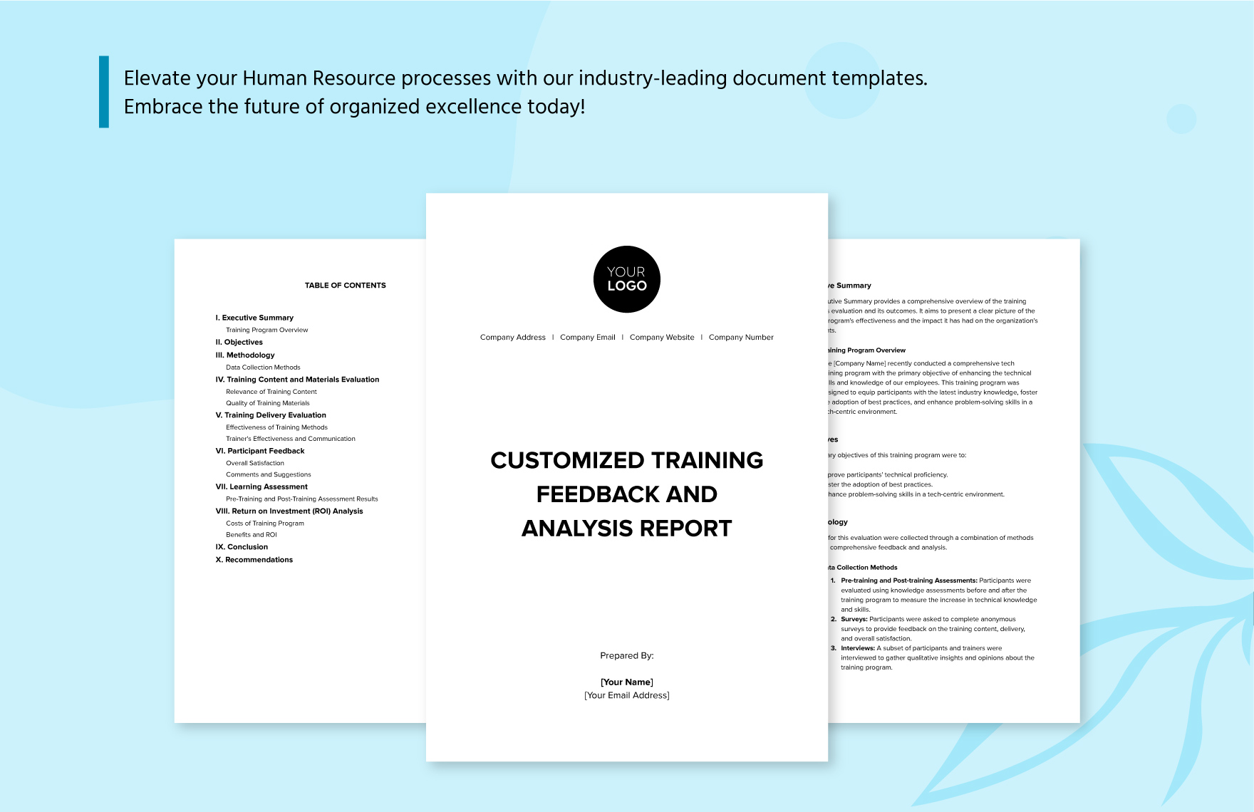 Customized Training Feedback & Analysis Report HR Template