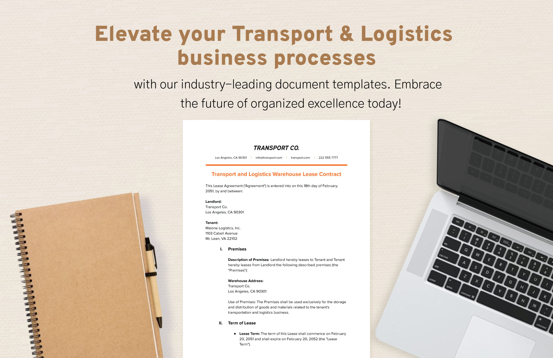 Transport and Logistics Warehouse Lease Contract Template