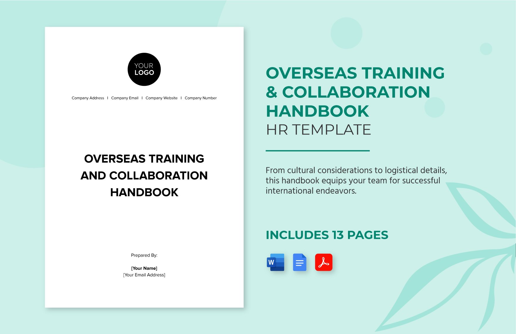 Overseas Training & Collaboration Handbook HR Template in Word, Google Docs, PDF