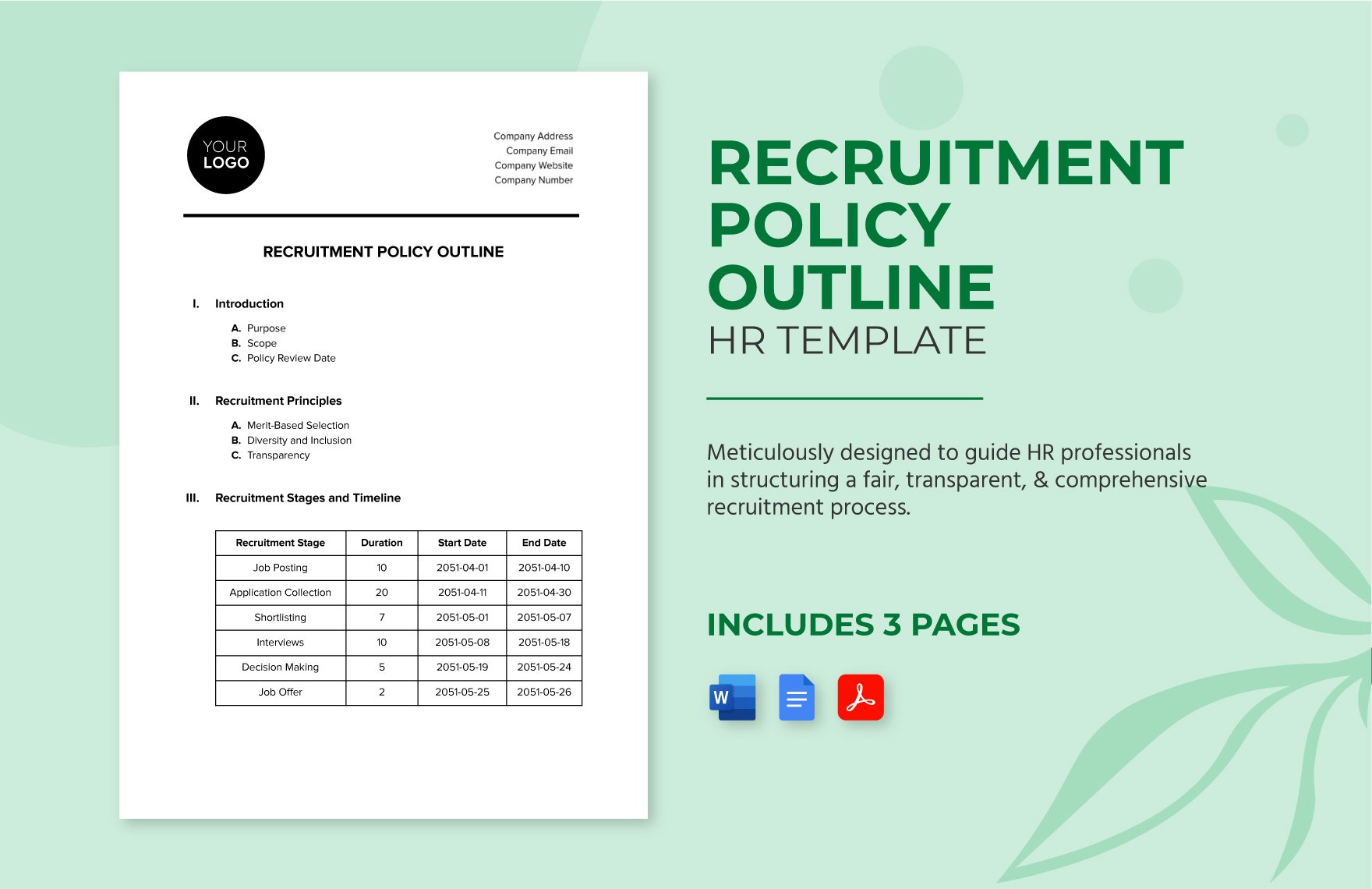 Recruitment Policy Outline HR Template