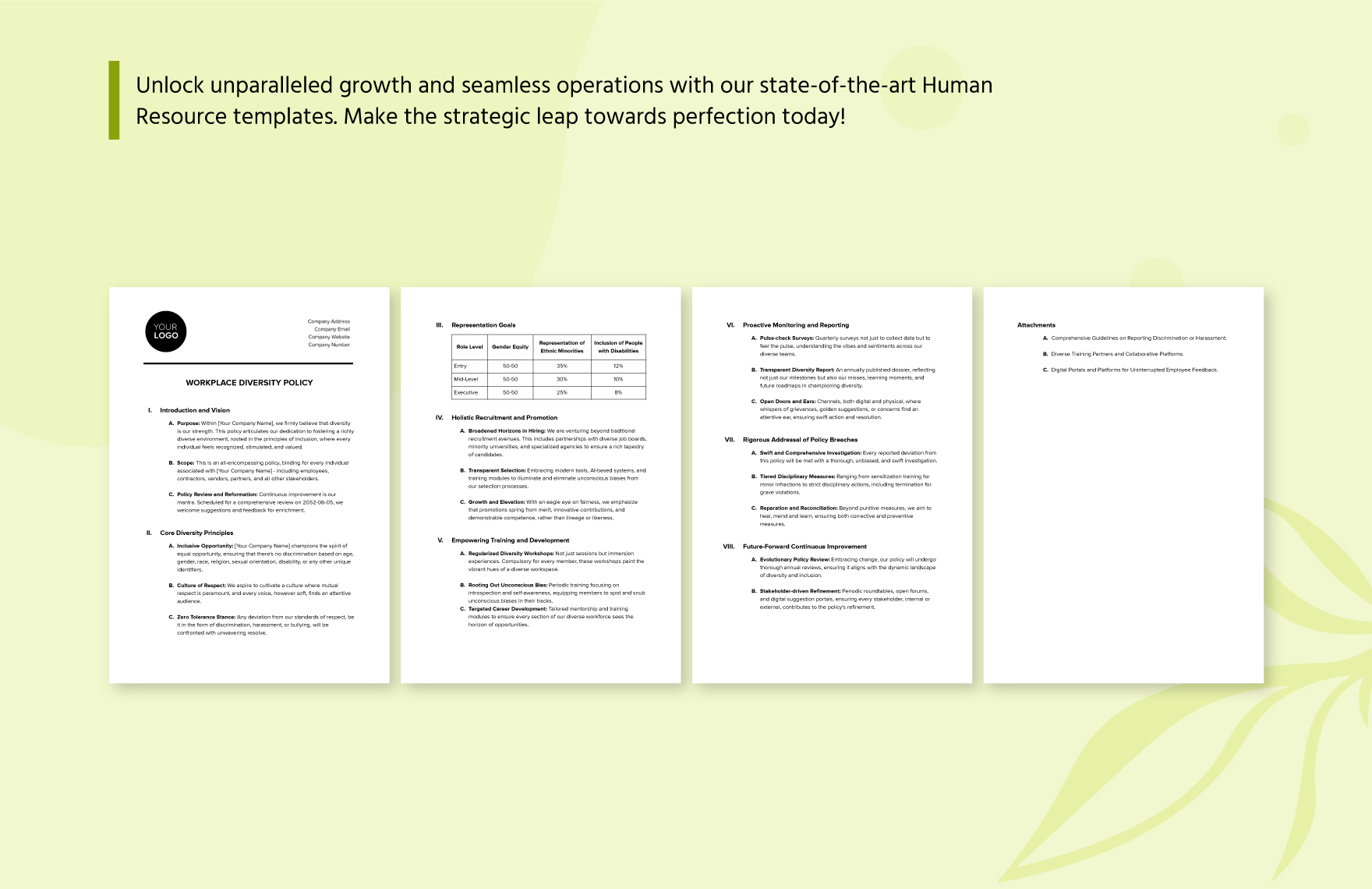 Workplace Diversity Policy HR Template