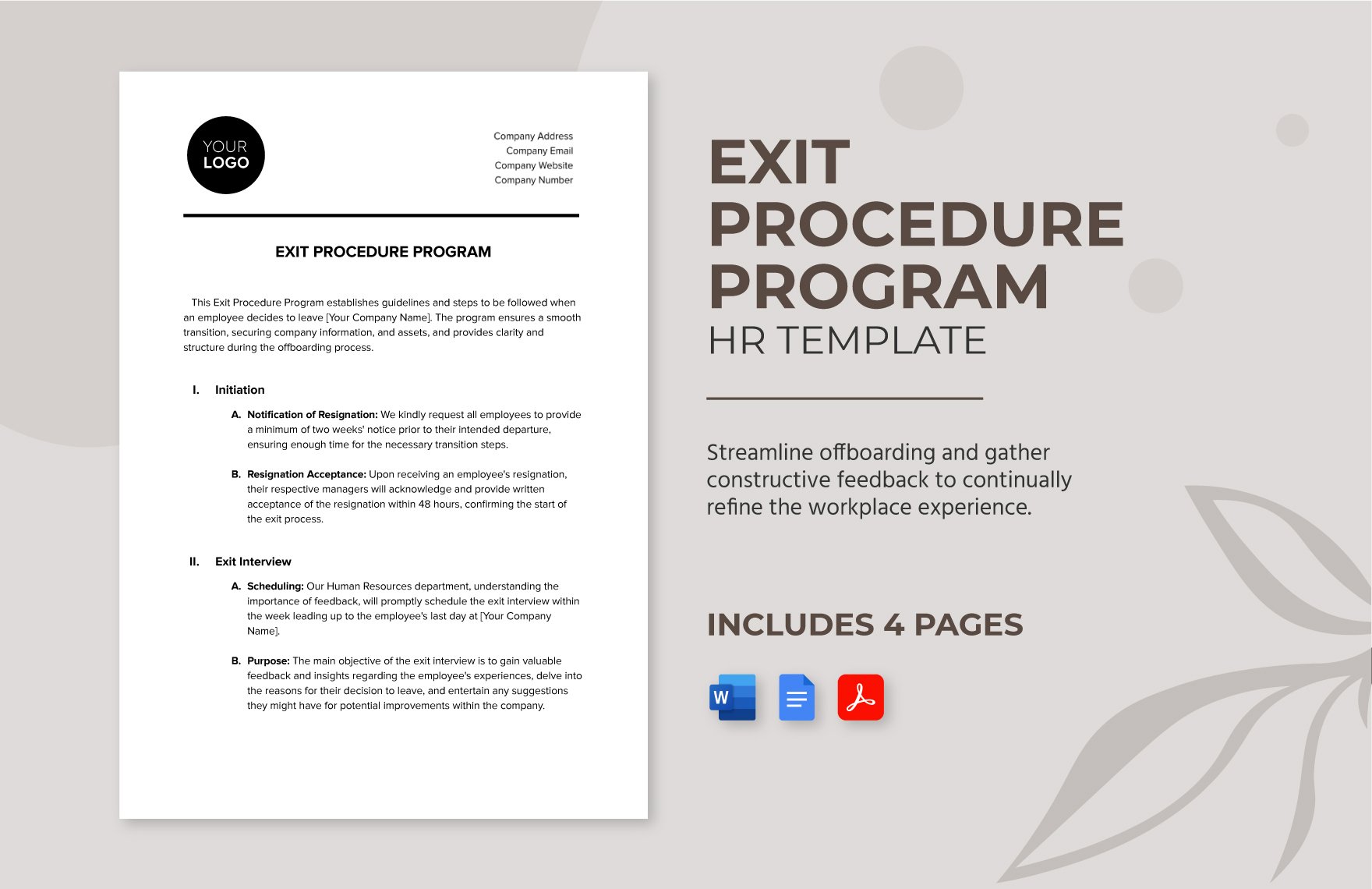 Exit Procedure Program HR Template