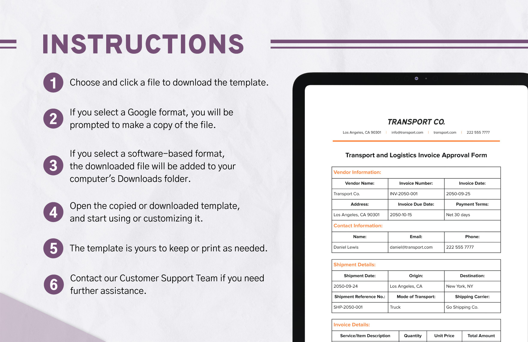 Transport and Logistics Invoice Approval Form Template
