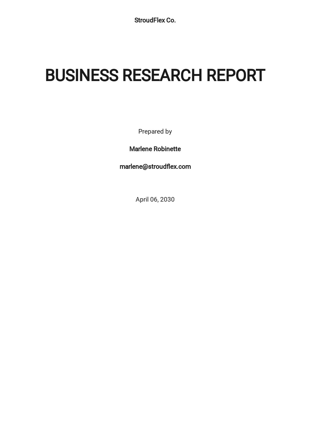contents of report in business research