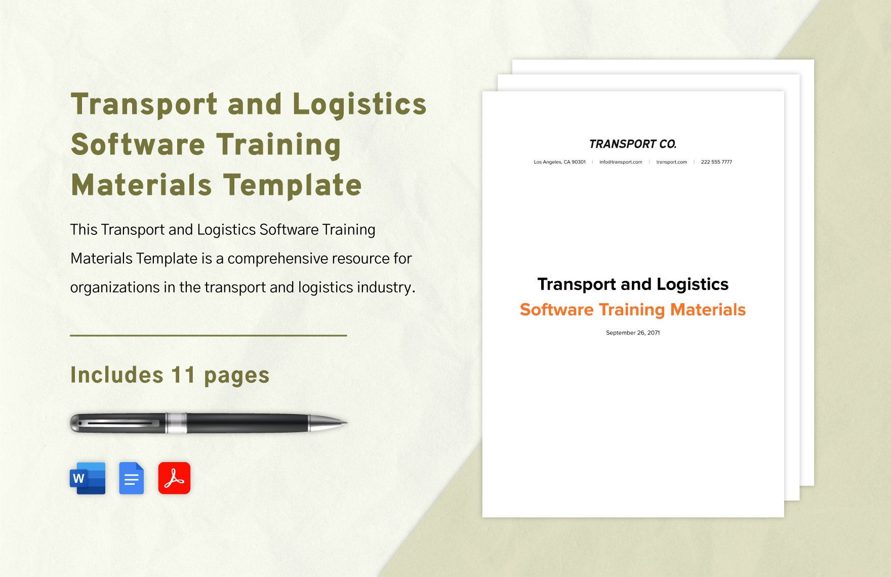 Transport and Logistics Software Training Materials Template