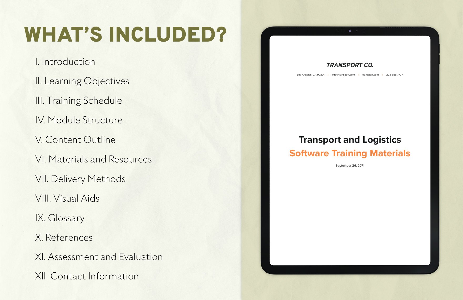 Transport and Logistics Software Training Materials Template