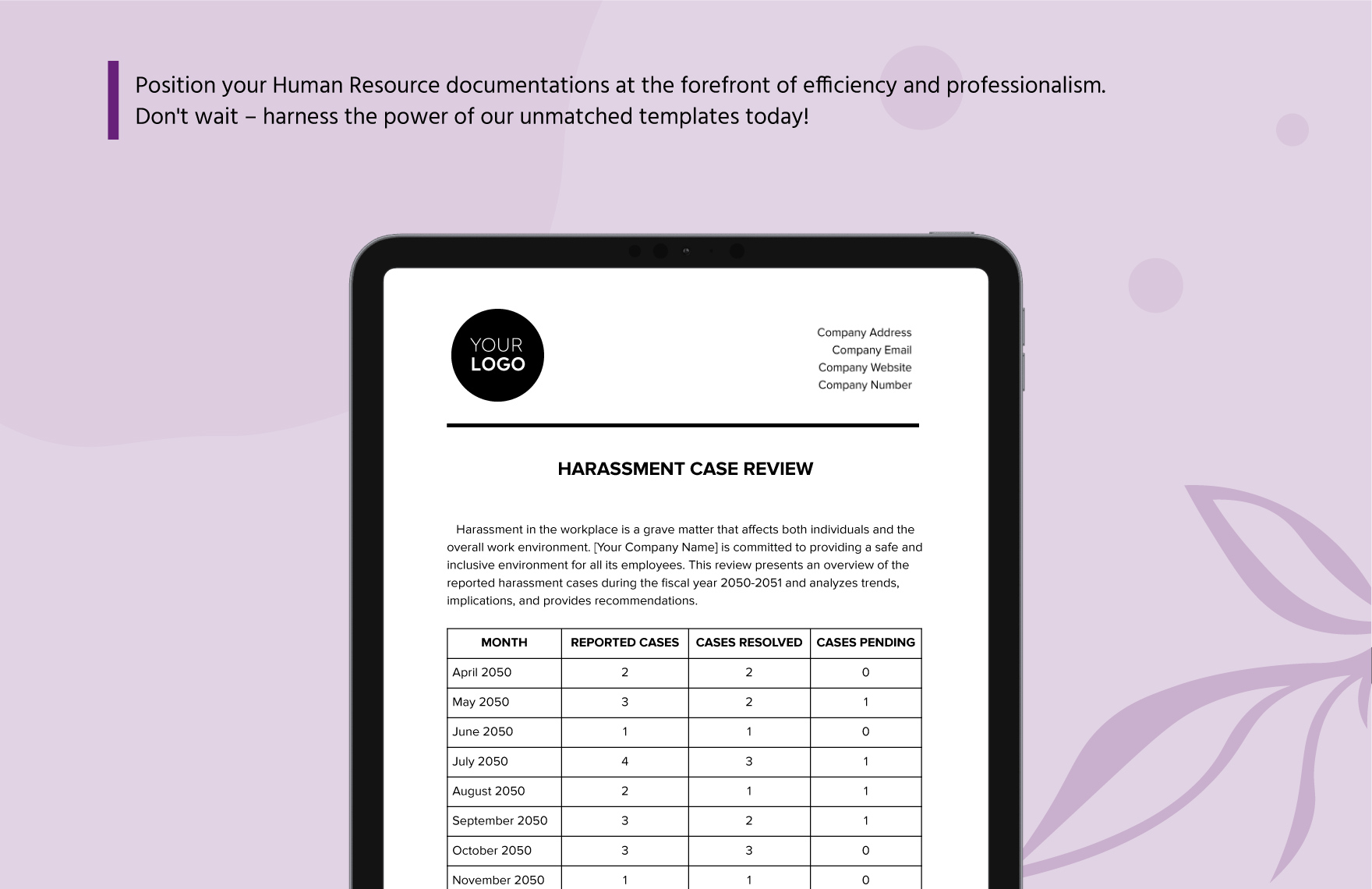 Harassment Case Review HR Template