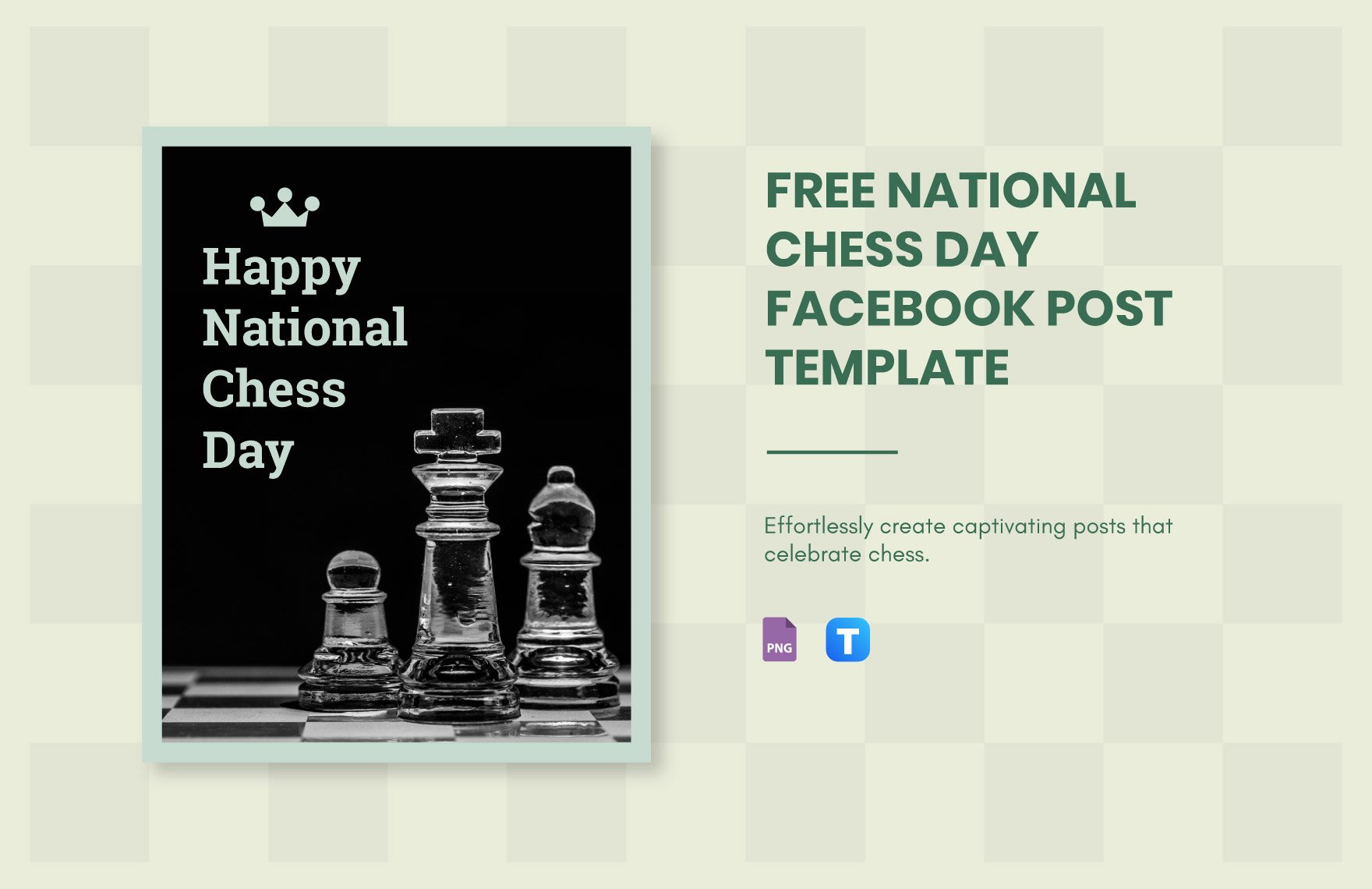Free National Chess Day Facebook Post Template in PNG
