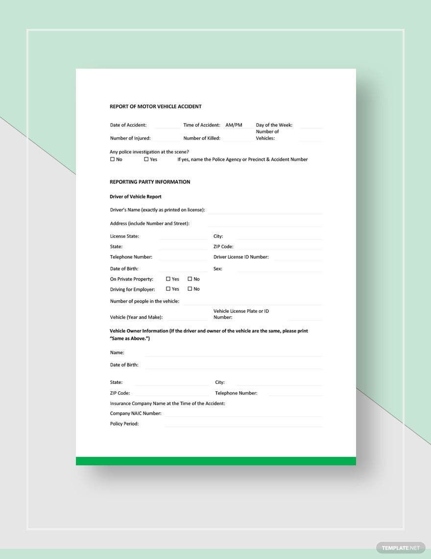 DMV Accident Report Form Template