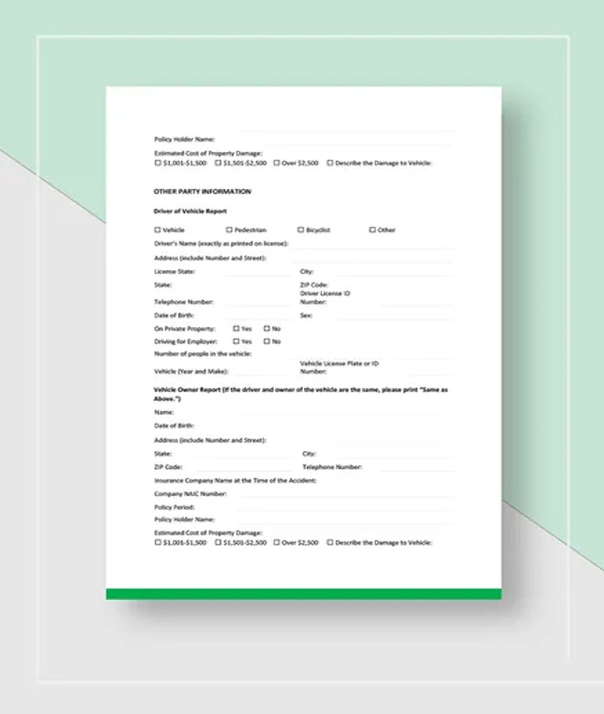 DMV Accident Report Form Template