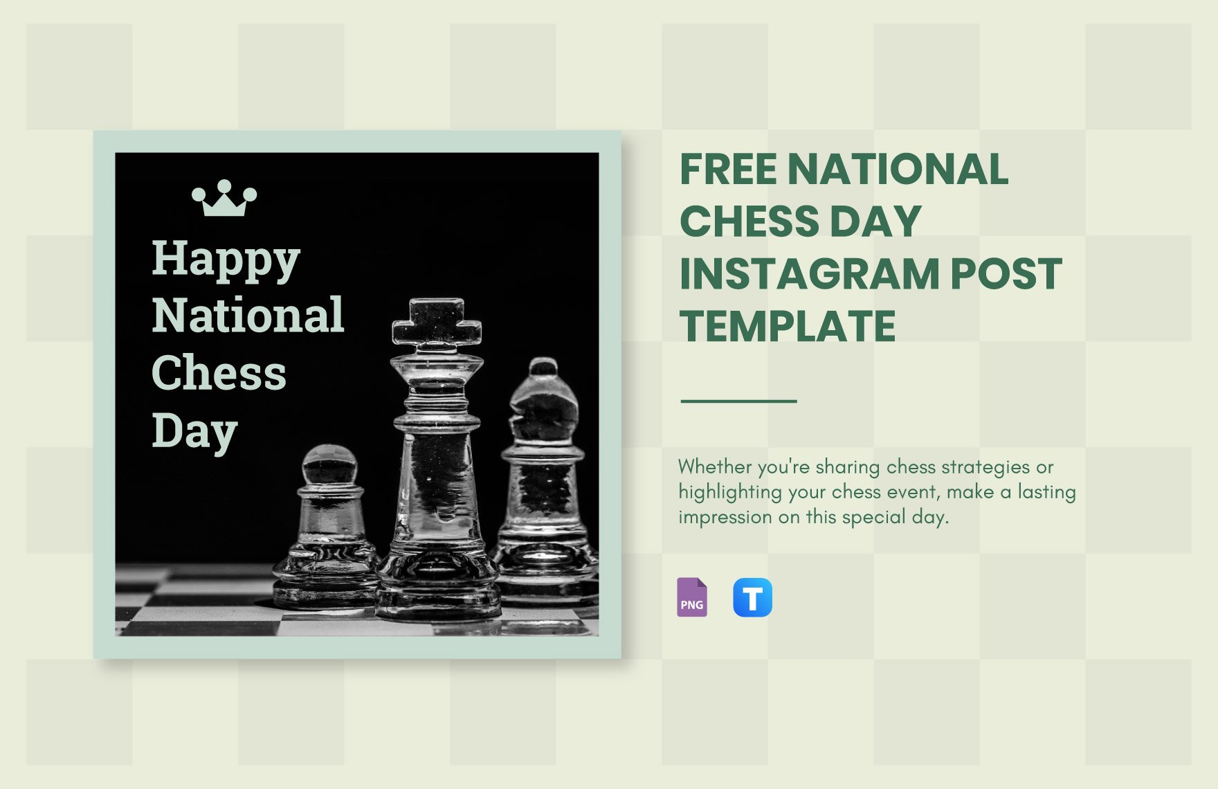 Free National Chess Day Instagram Post Template in PNG