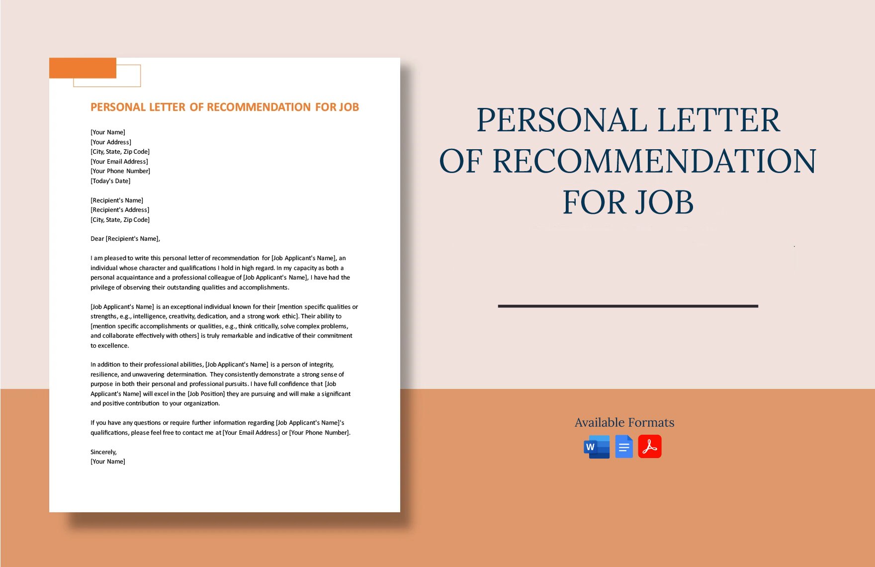 Personal Letter Of Recommendation For Job