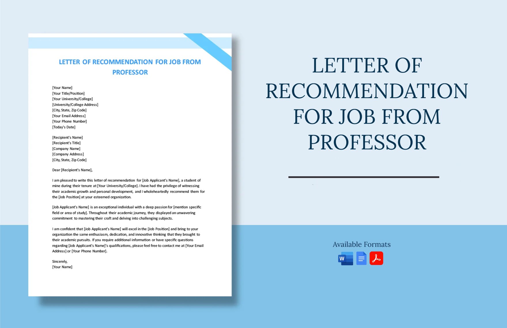 Letter Of Recommendation For Job From Professor