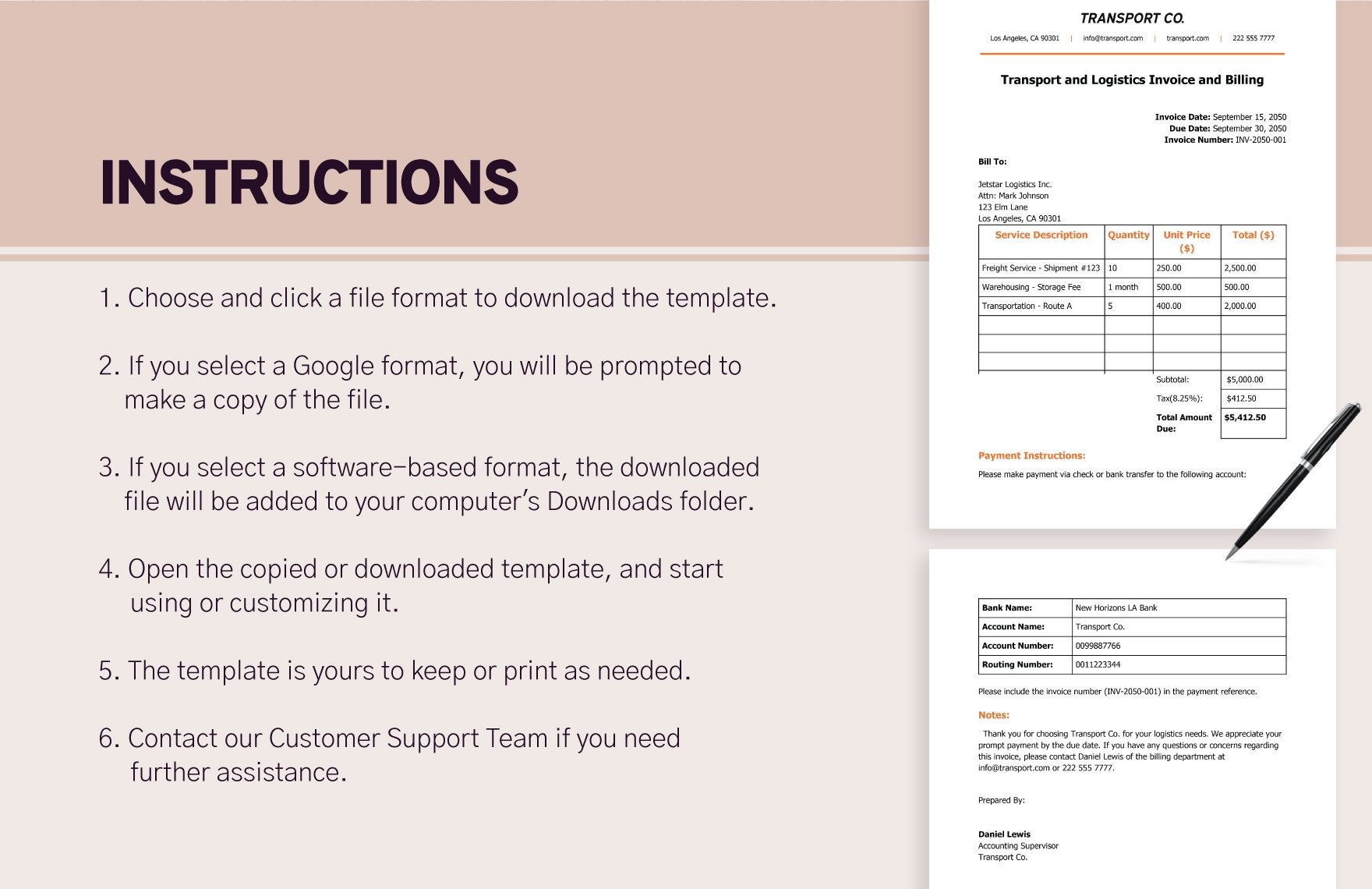 Transport and Logistics Invoice and Billing Template