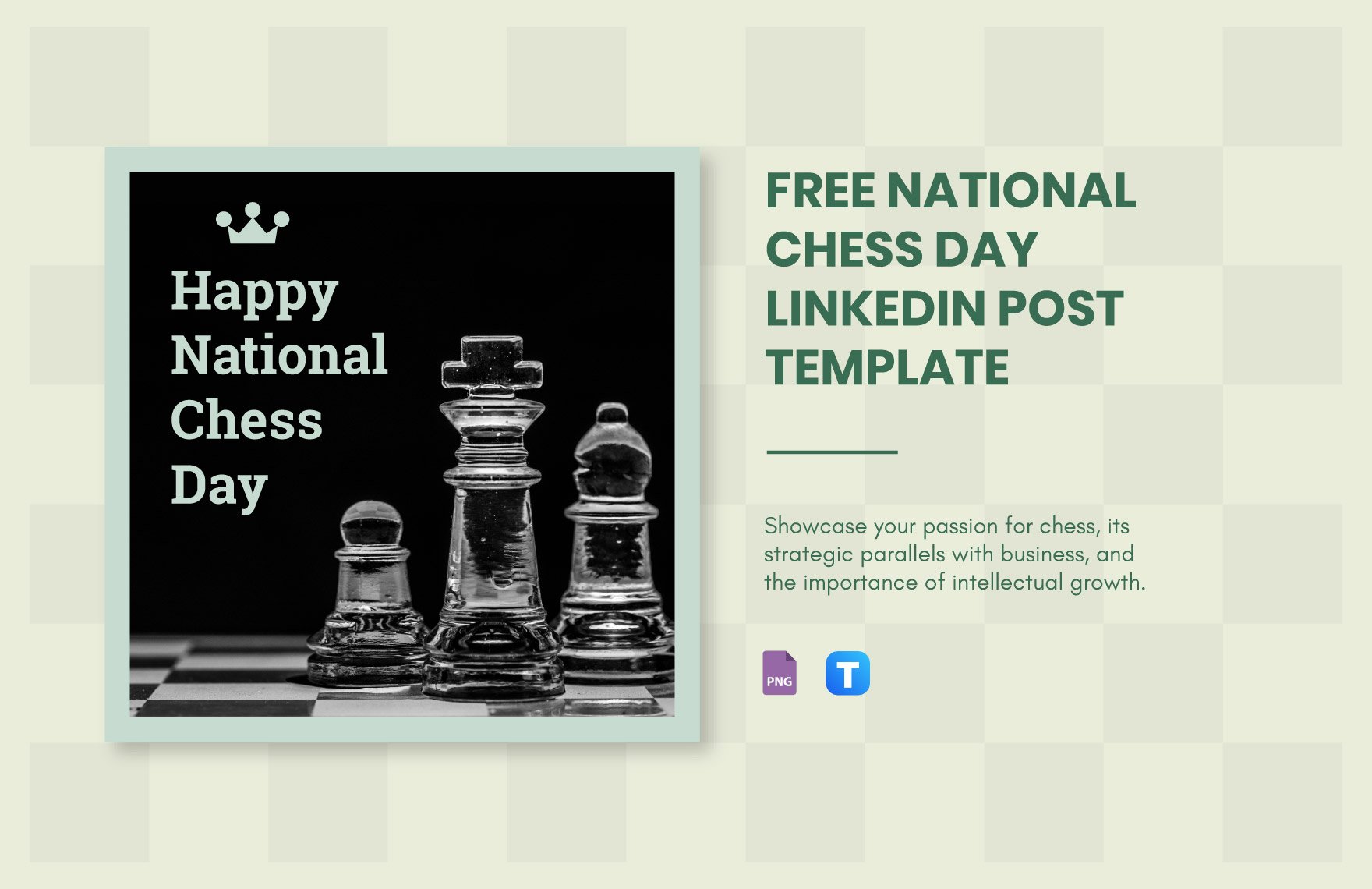 Free National Chess Day LinkedIn Post Template in PNG